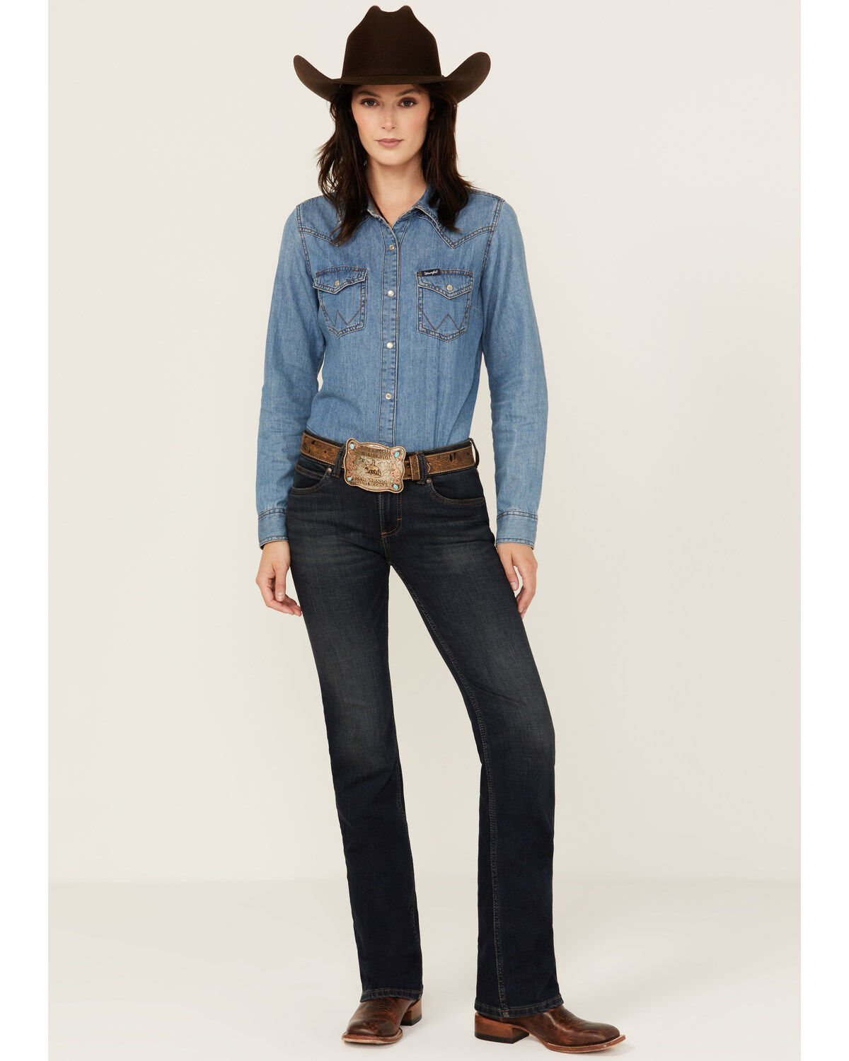 Women's Wrangler Retro Dark Wash Mid Rise Bootcut Jeans
