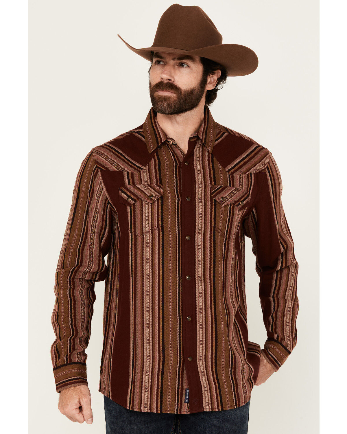 Men's Moonshine Spirit Whiskey Tango Striped Long Sleeve Snap Western