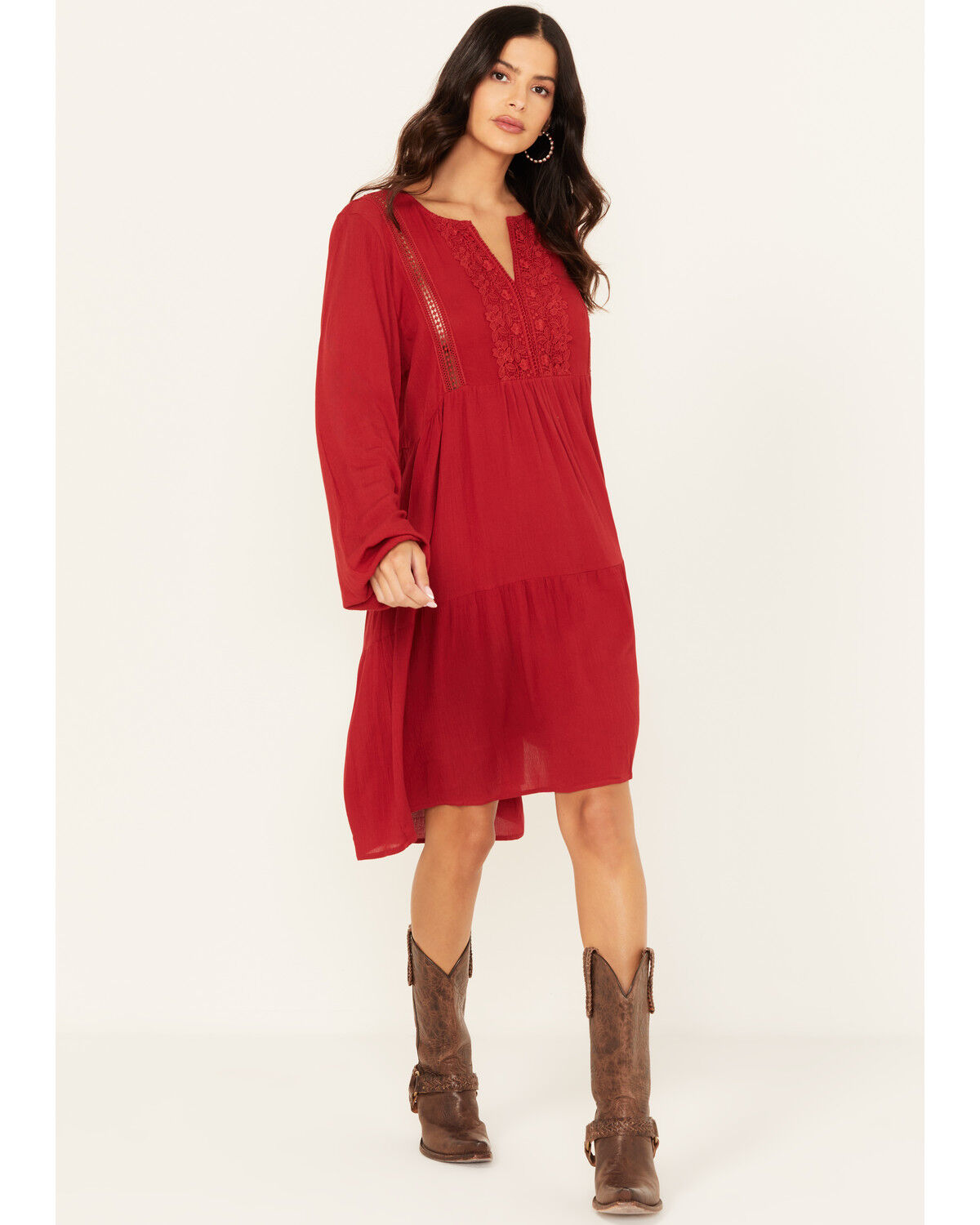 Women's Wild Moss Crochet Trim Mini Dress