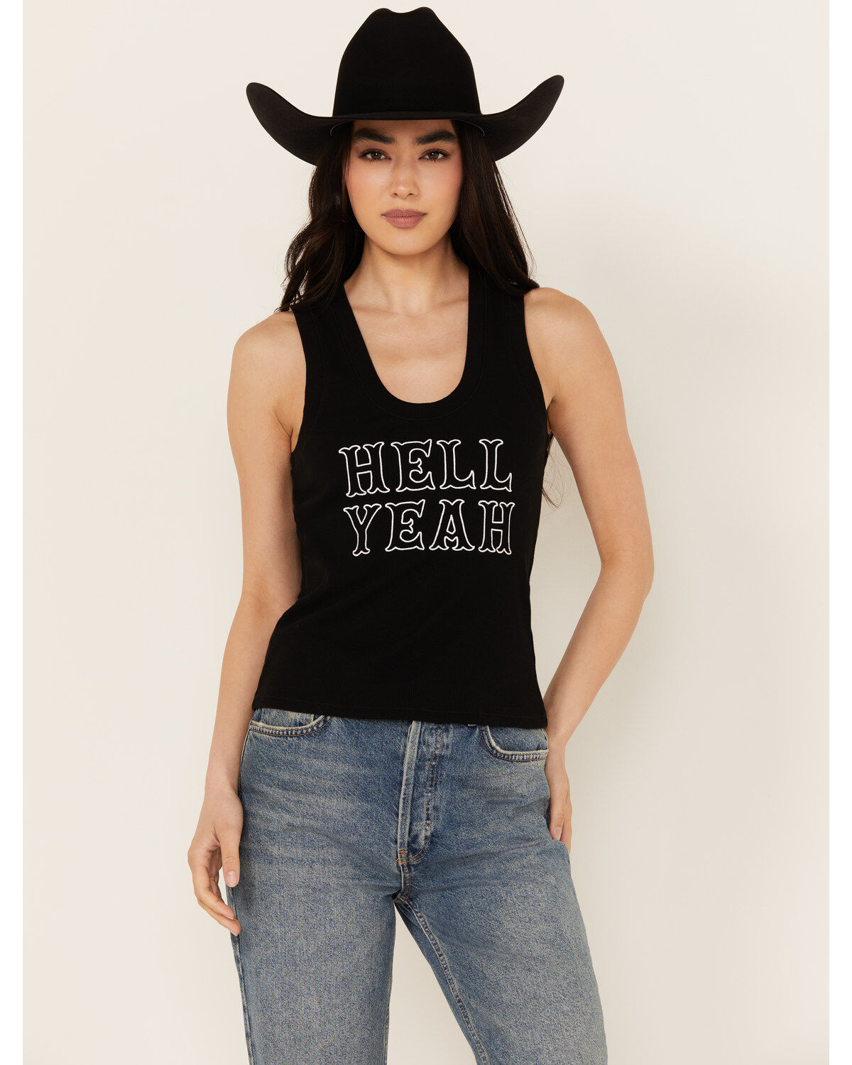 Women's White Crow Hell Yeah Embroidered Graphic Tank