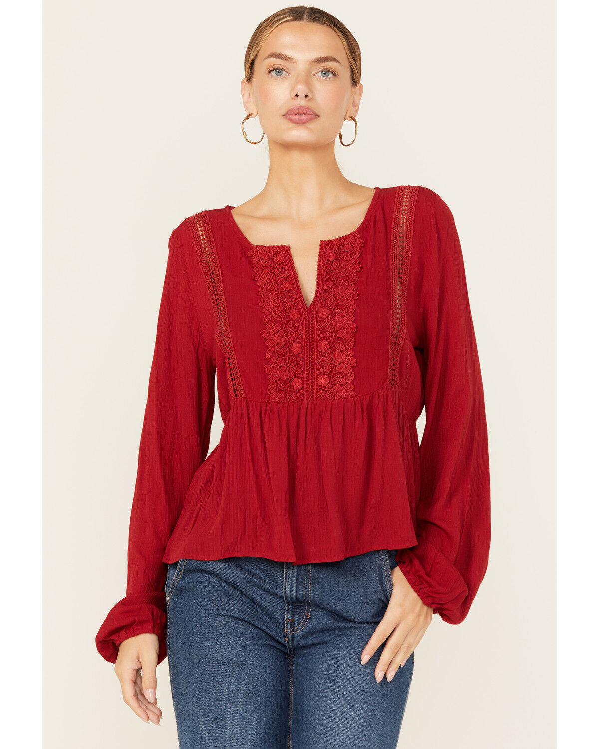 Women's Wild Moss Crochet Trim Top