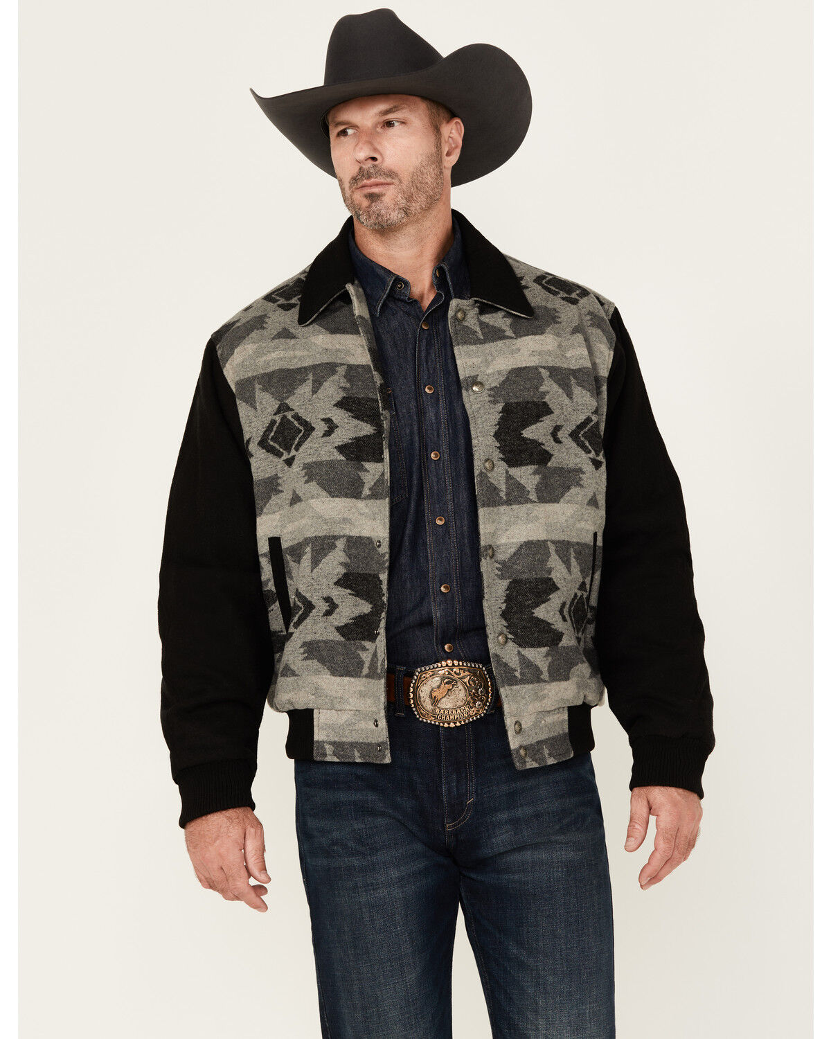 Men's Cripple Creek Southwestern Print Wool Bomber Jacket