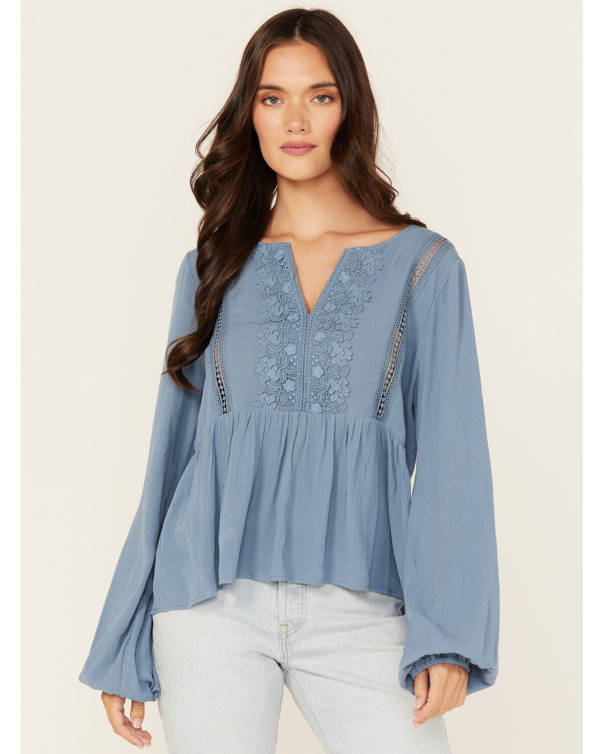 Women's Wild Moss Crochet Trim Top