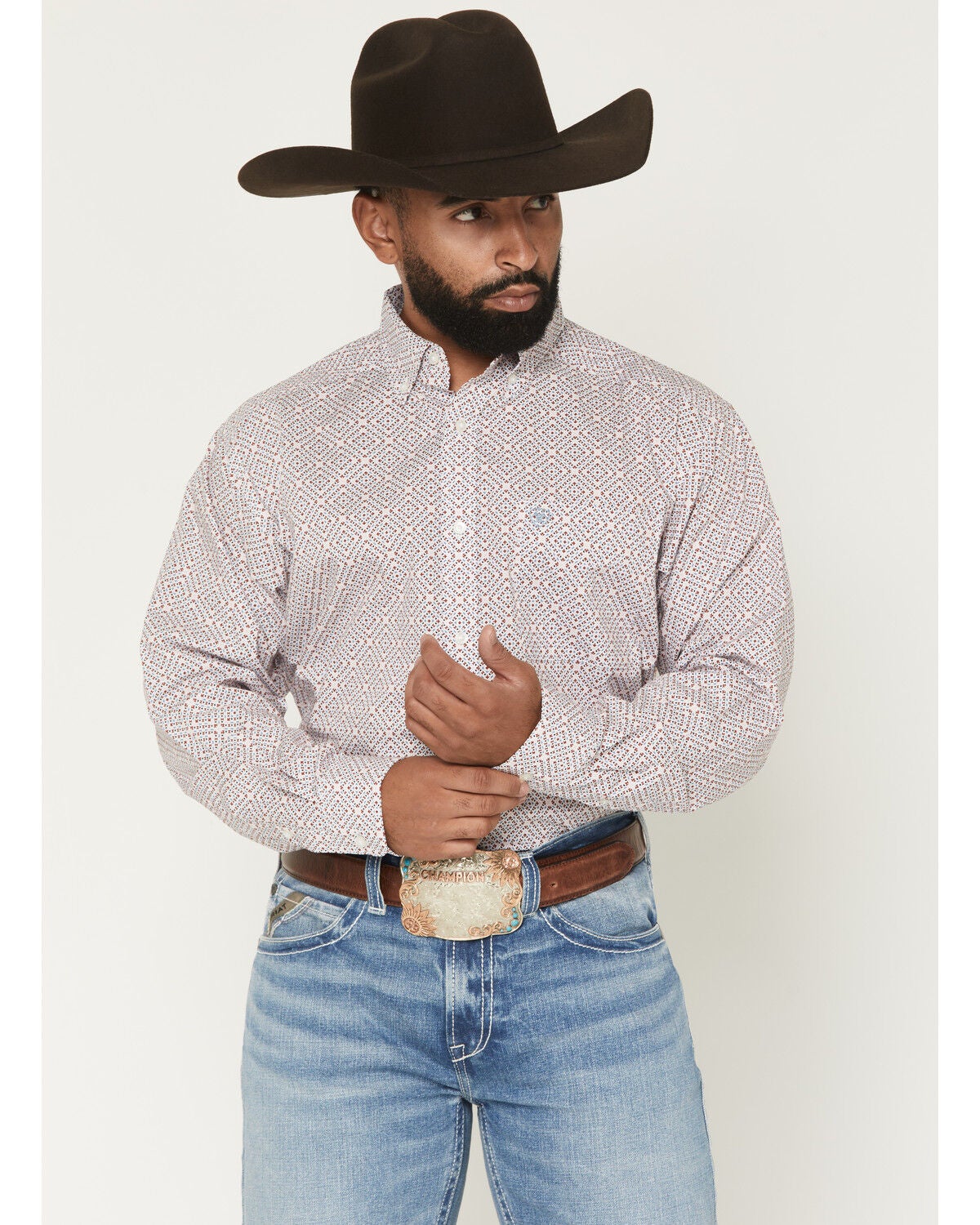 Men's Ariat Tiernan Geo Print Long Sleeve Button-Down Western Shirt