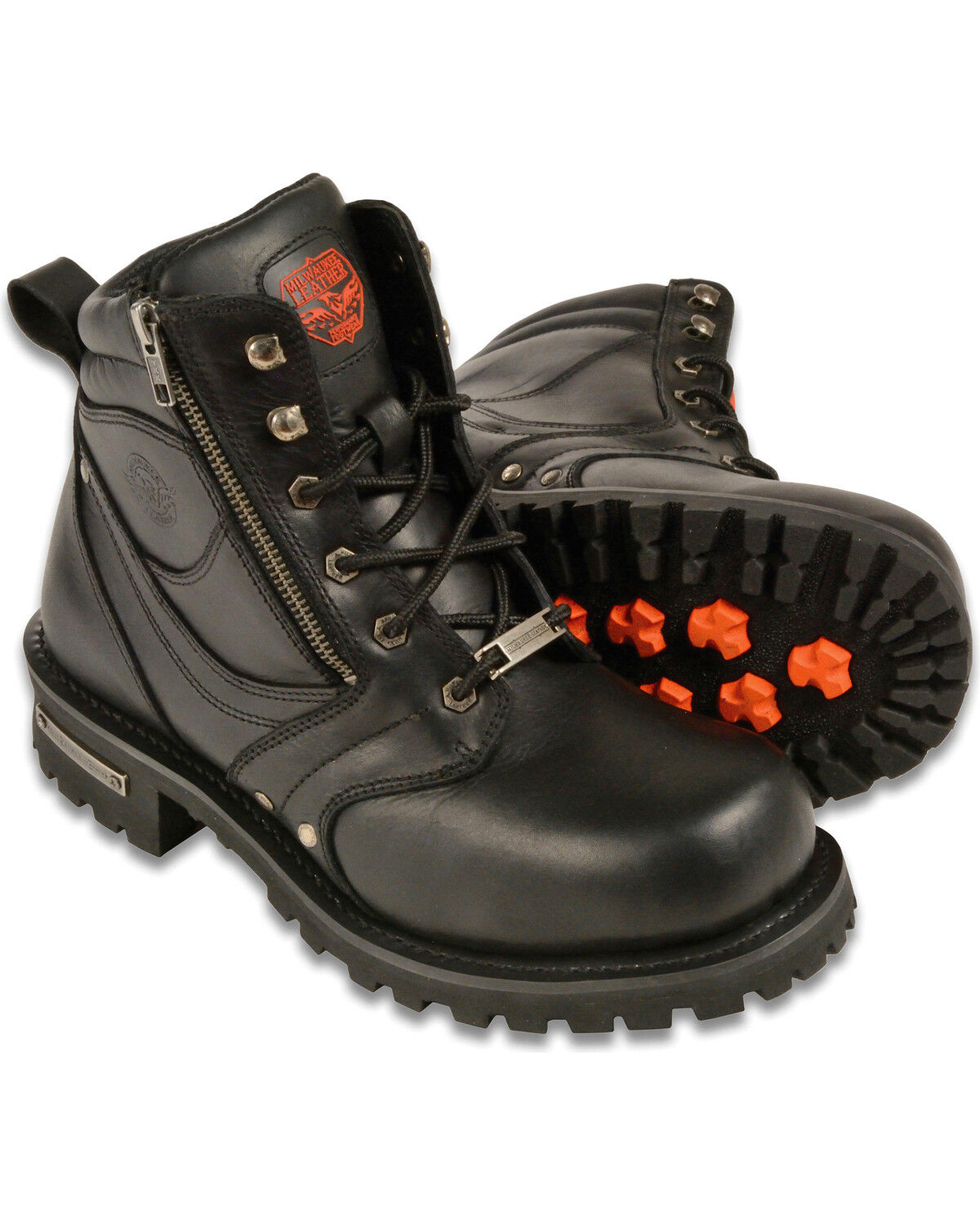 Men's Milwaukee Leather 6" Side Zipper Boots - Round Toe - Wide