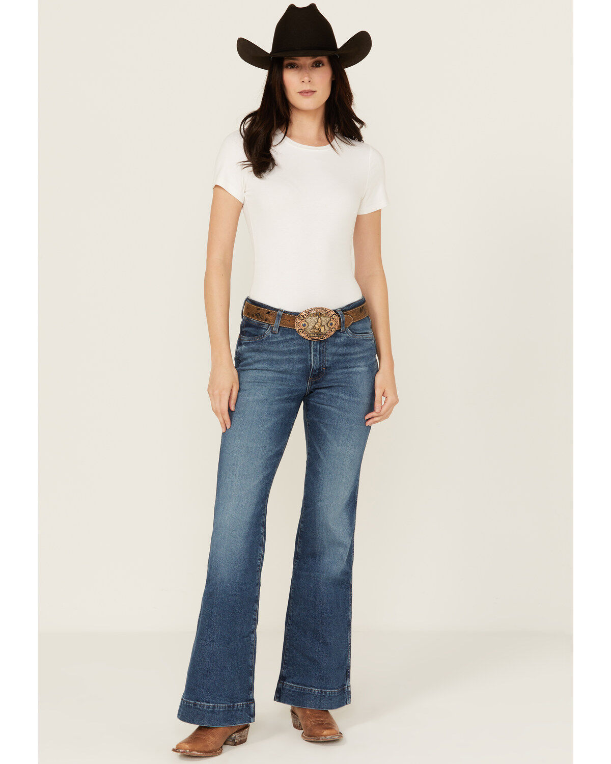 Women's Wrangler Retro Bessie Dark Wash High Rise Trouser Denim Jeans