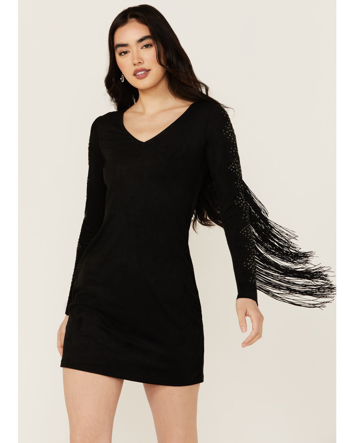 Women's Idyllwind Lois Studded Long Sleeve Fringe Mini Dress
