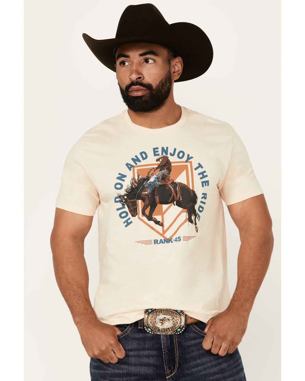 Men's RANK 45 Hold On And Enjoy The Ride Short Sleeve Graphic T-Shirt