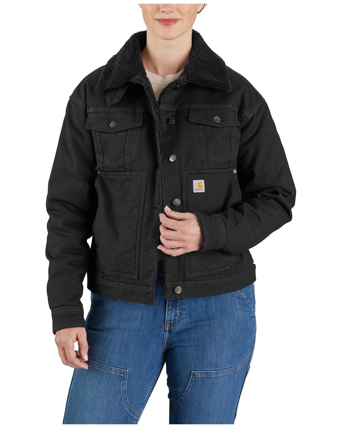 Women's Carhartt Rugged Flex Loose Fit Canvas Sherpa Lined Work Jacke