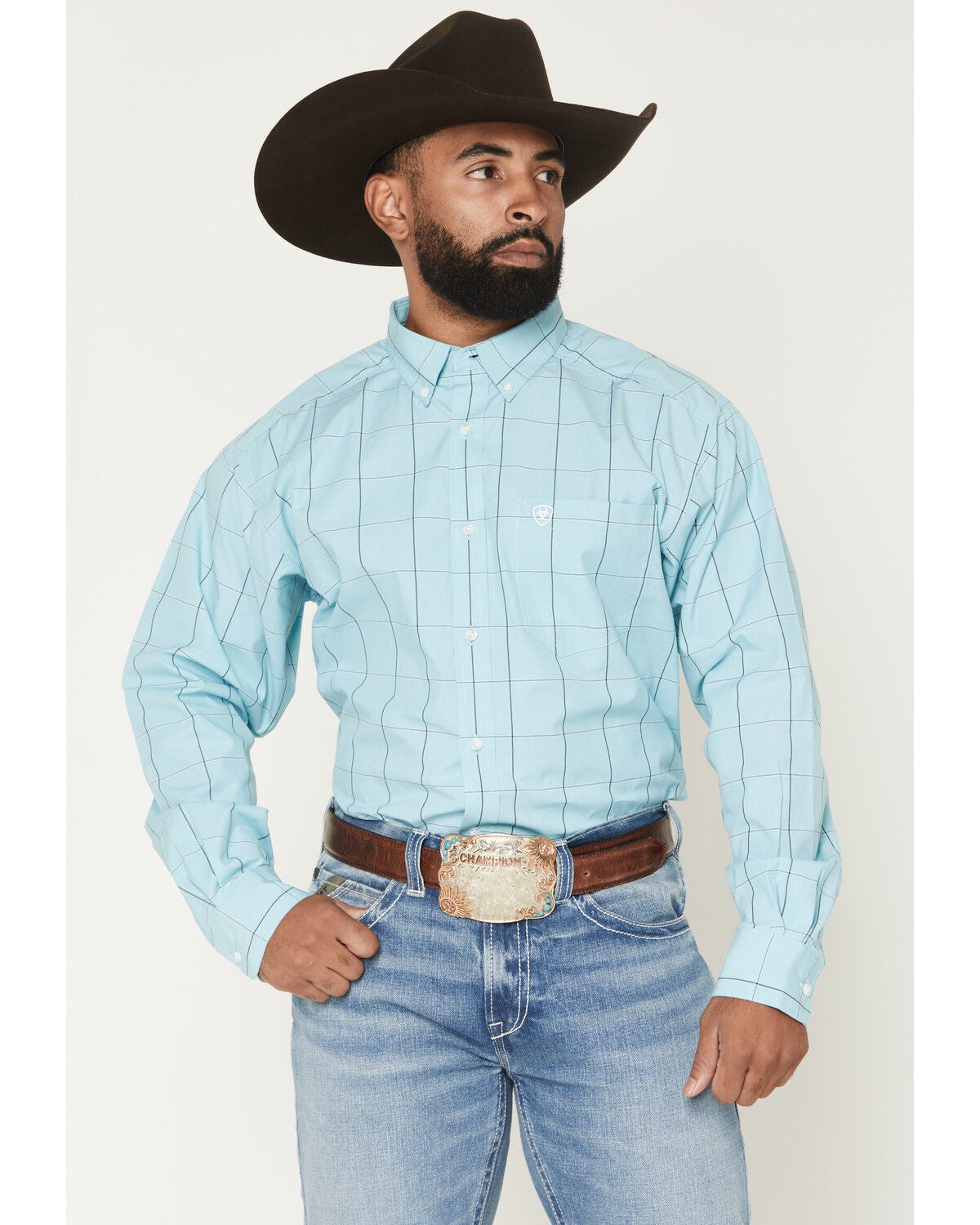 Men's Ariat Pro Series Platt Plaid Print Long Sleeve Button-Down Weste