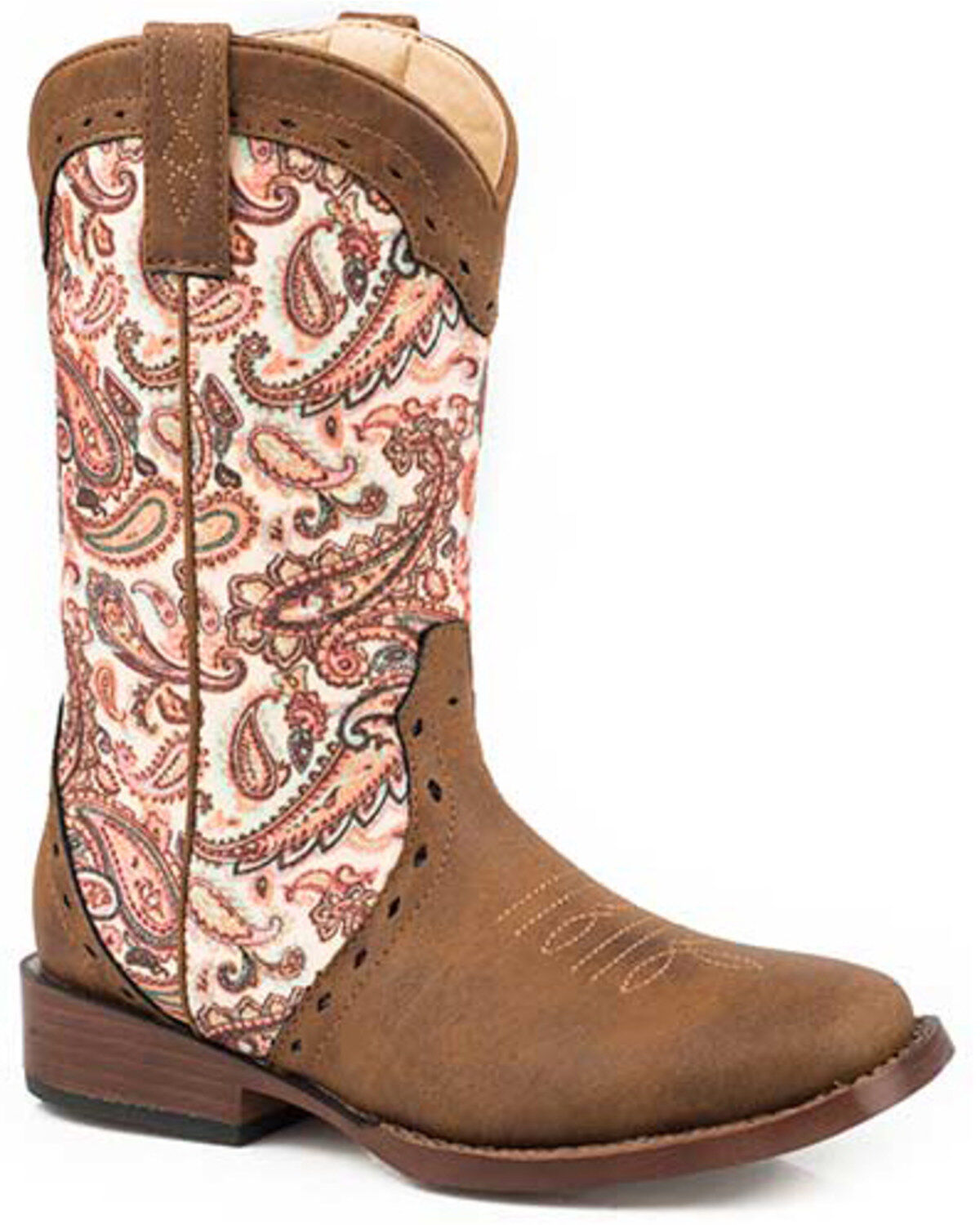Girls' Roper Glitter Paisley Print Western Boots - Round Toe