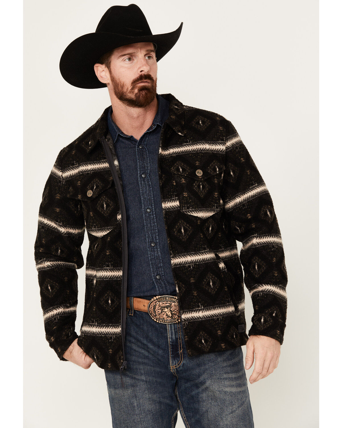 Men's Panhandle Powder River Outfitters by Berber Multicolor Zip Snap