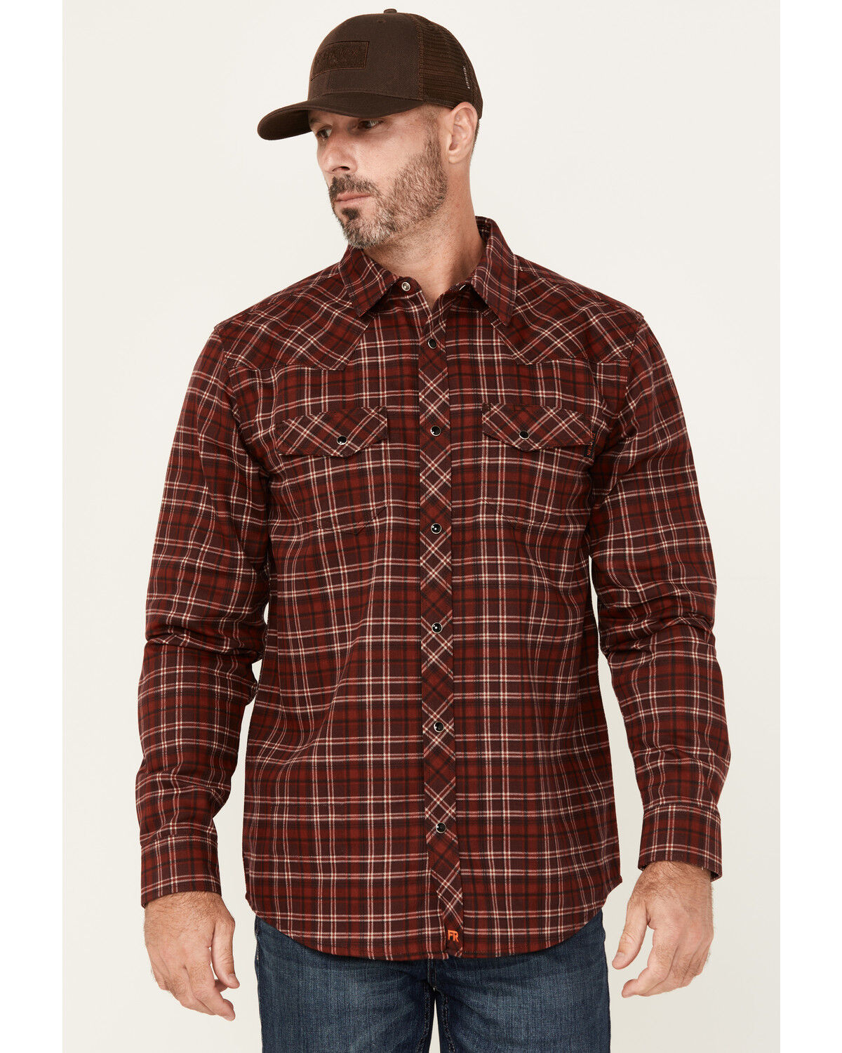 Men's Carhartt FR Plaid Print Long Sleeve Snap Western Work Shirt