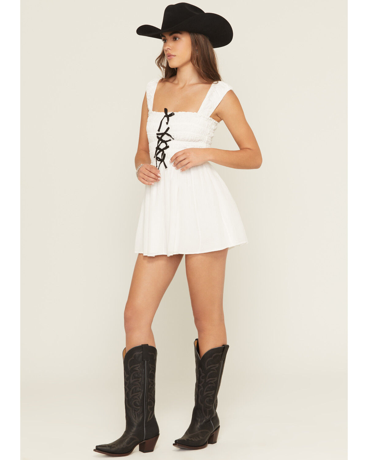 Women's Show Me Your Mumu Mabel Bow Smocked Sleeveless Mini Dress