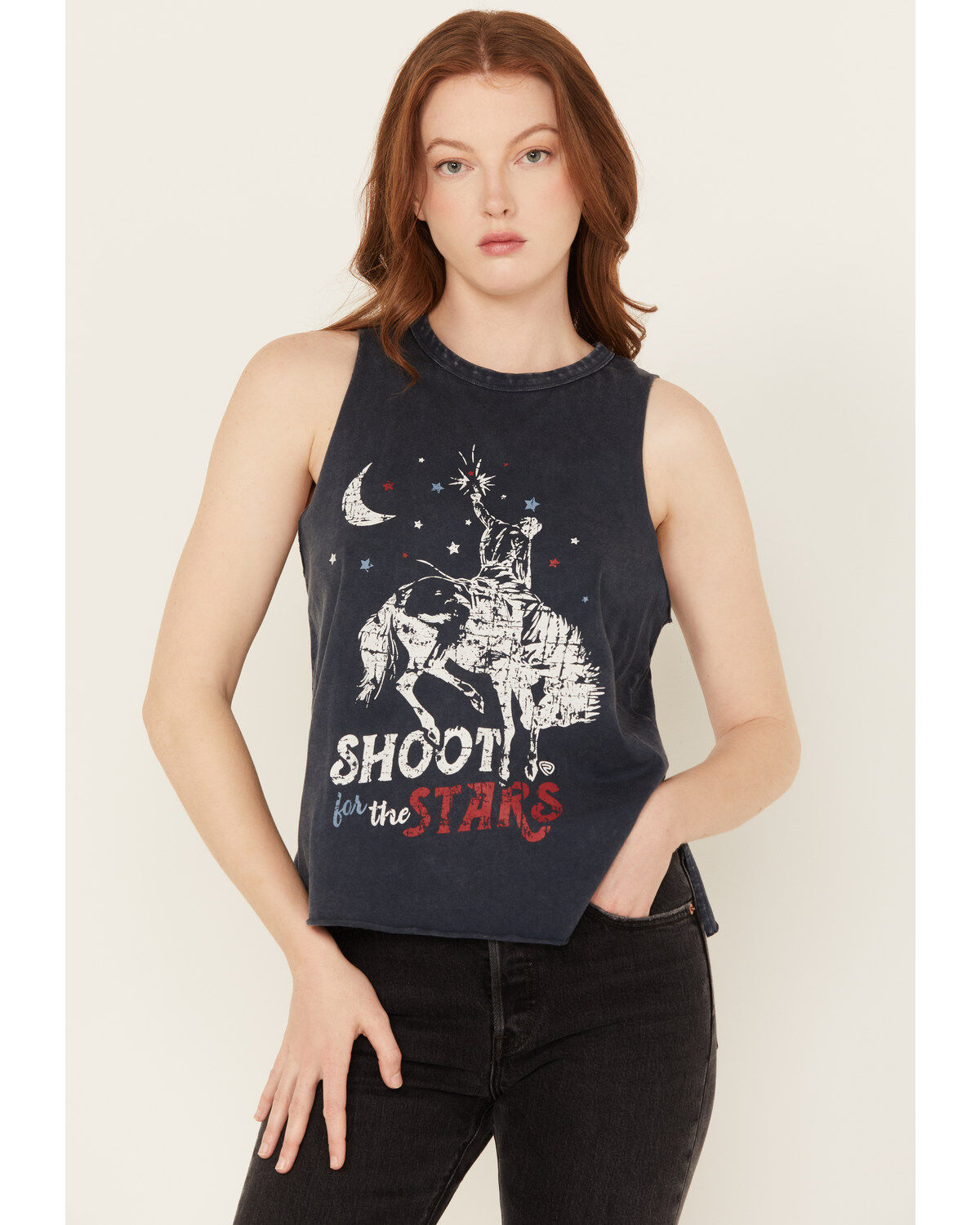 Women's Rock & Roll Denim Shoot for the Stars Sleeveless Tank