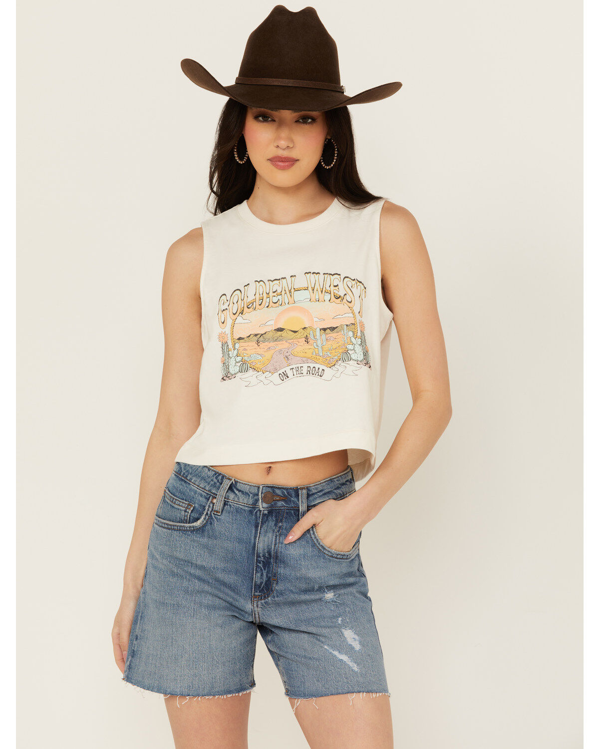 Women's White Crow Golden West Graphic Muscle Tank