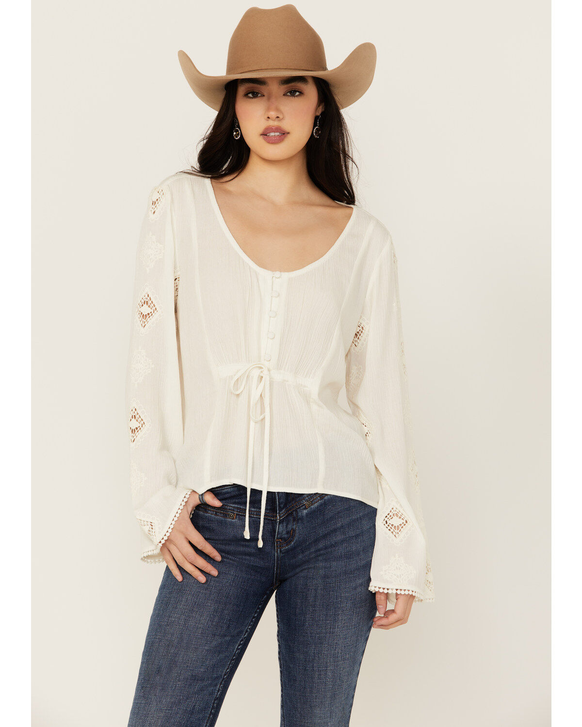 Women's Idyllwind Sharondale Button-Down Embroidered Bell Sleeve Top