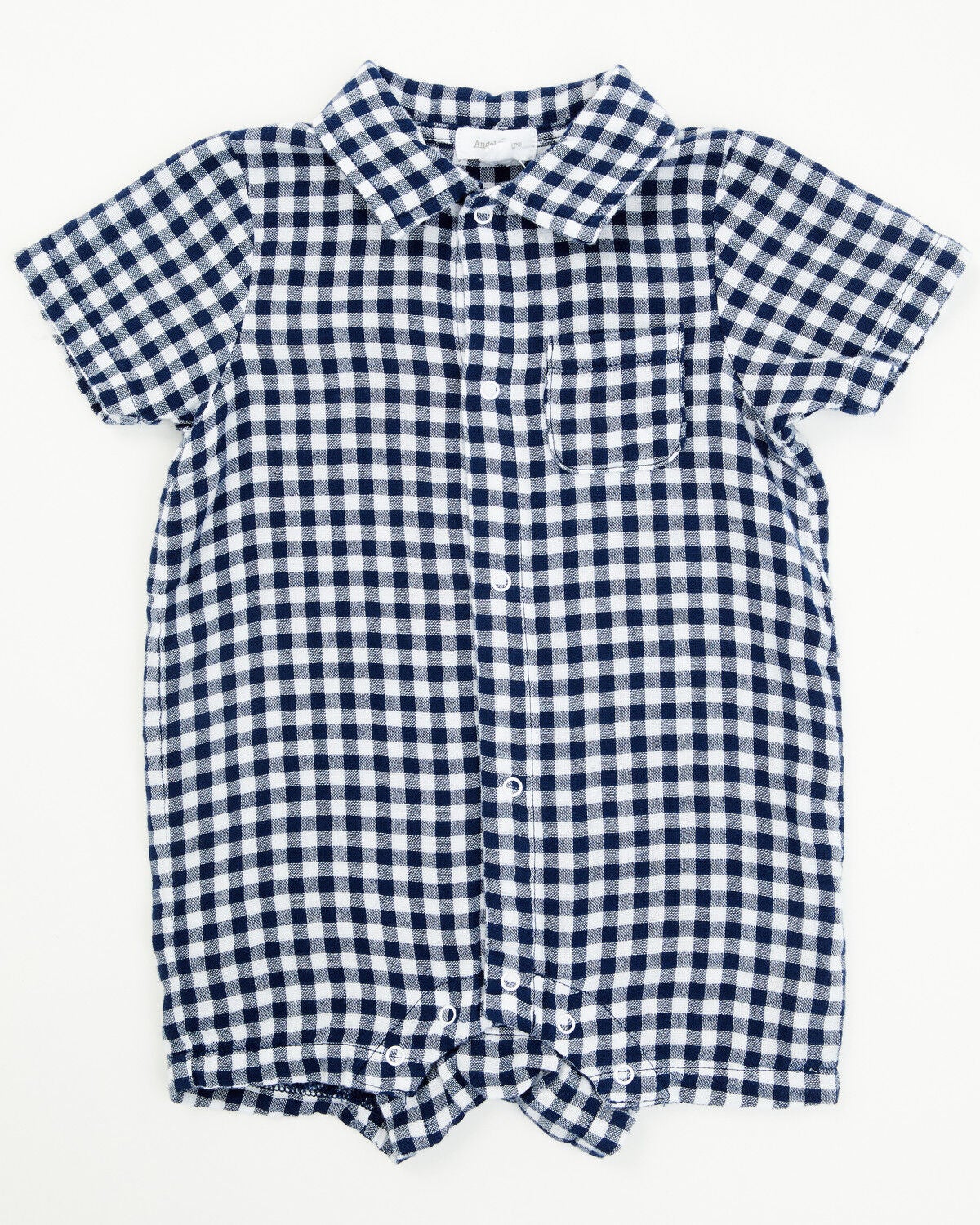 Boys' Angel Dear Infant Gingham Short Sleeve Snap Onesie