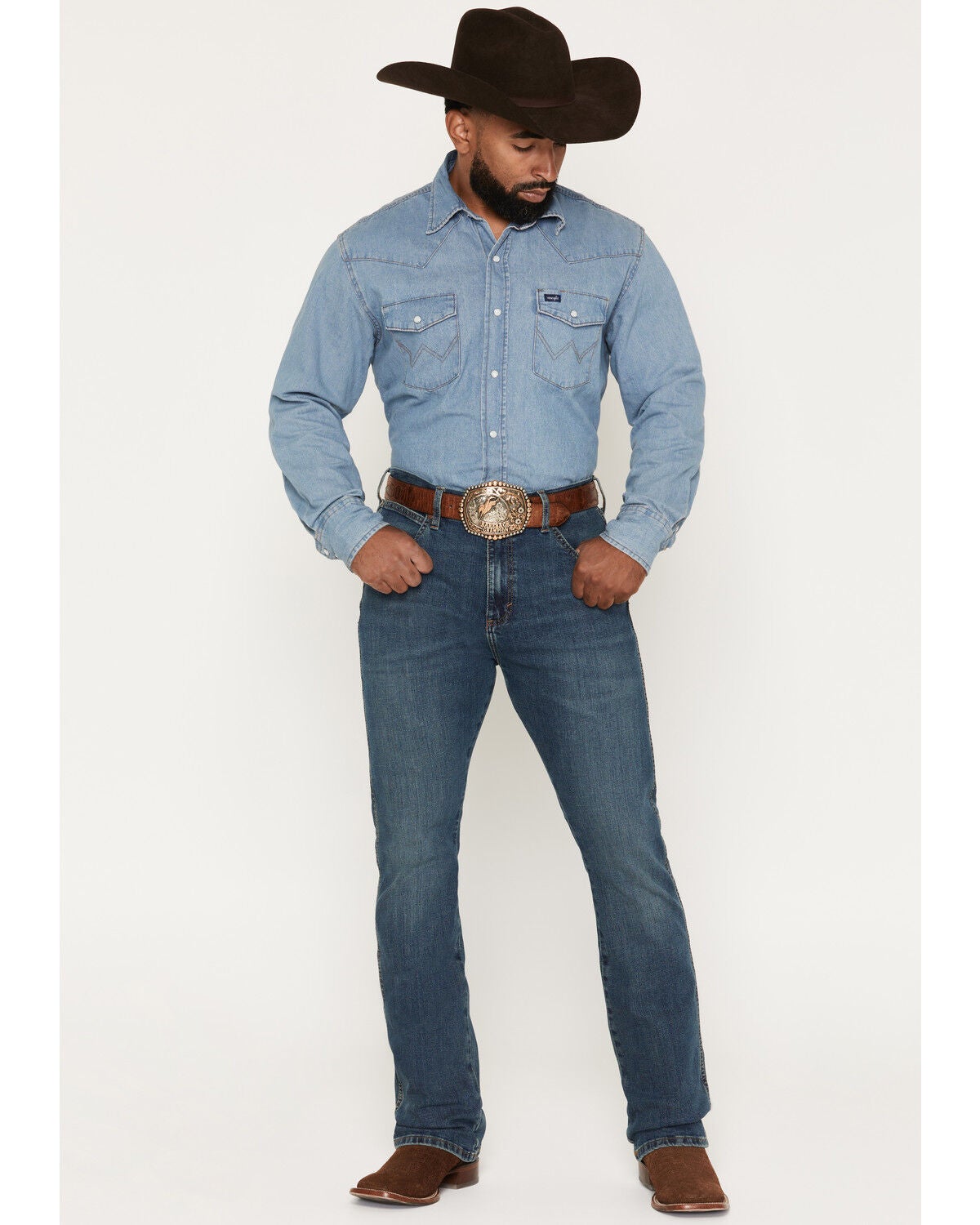 Men's Wrangler Retro 77MWZ Dark Wash Slim Bootcut Stretch Denim Jeans