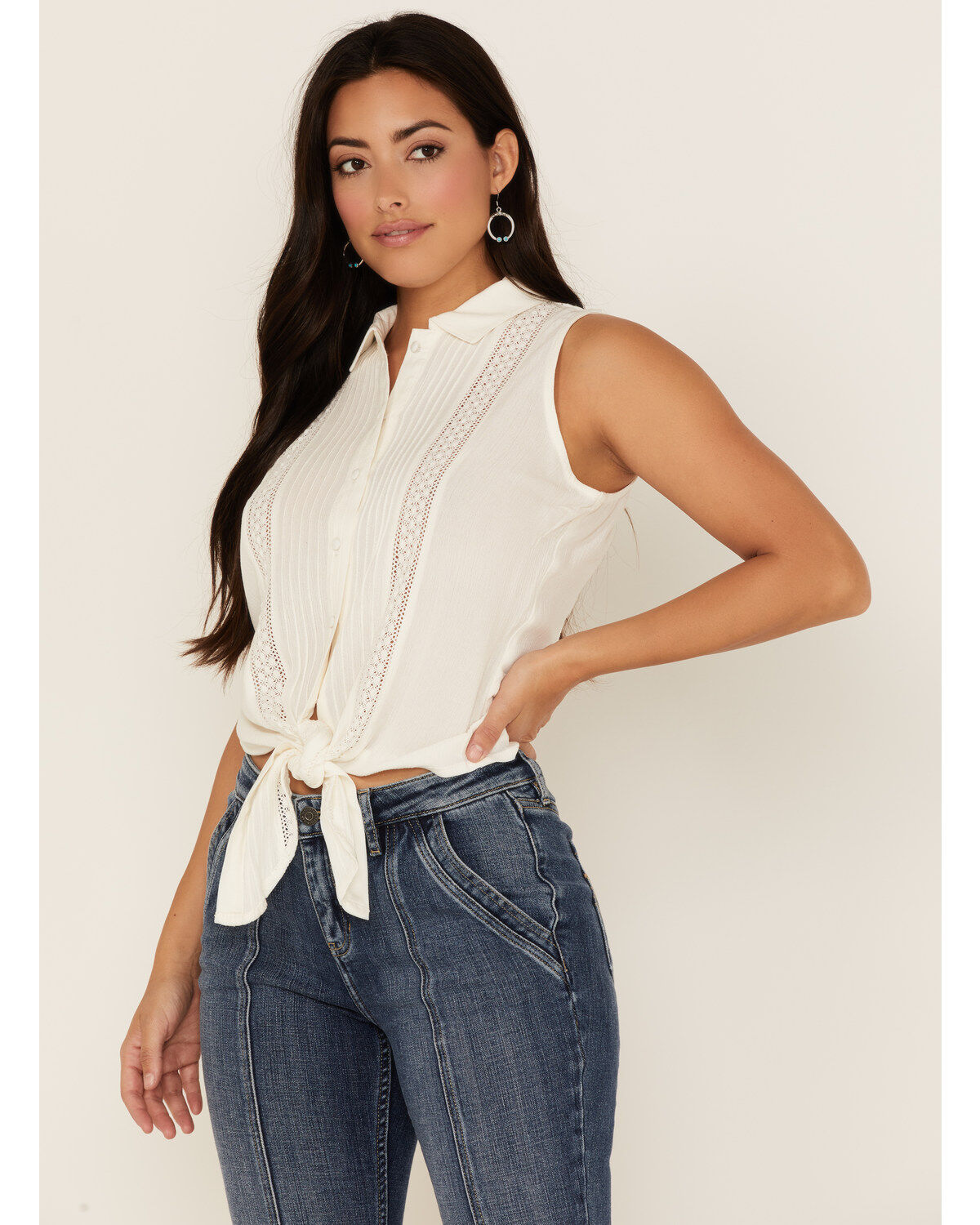 Women's Idyllwind Barewood Lace Button Front Top