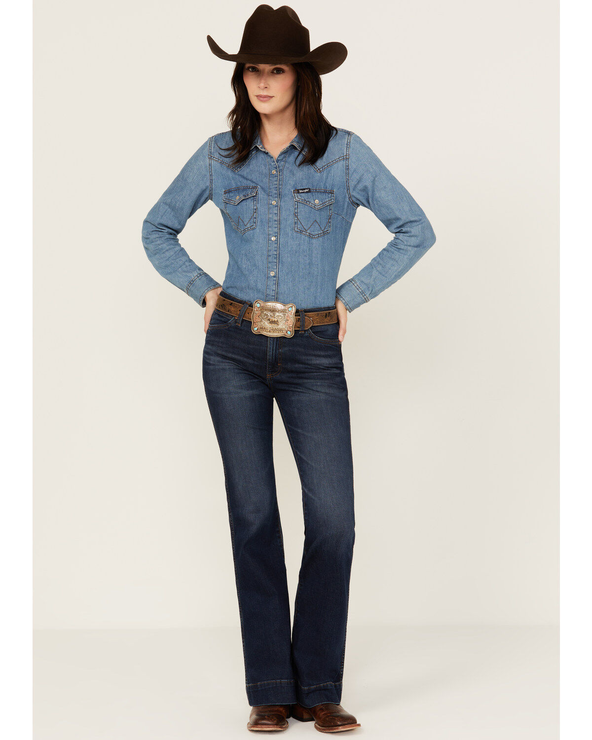 Women's Wrangler Retro Gabriella Dark Wash High Rise Trouser Stretch D