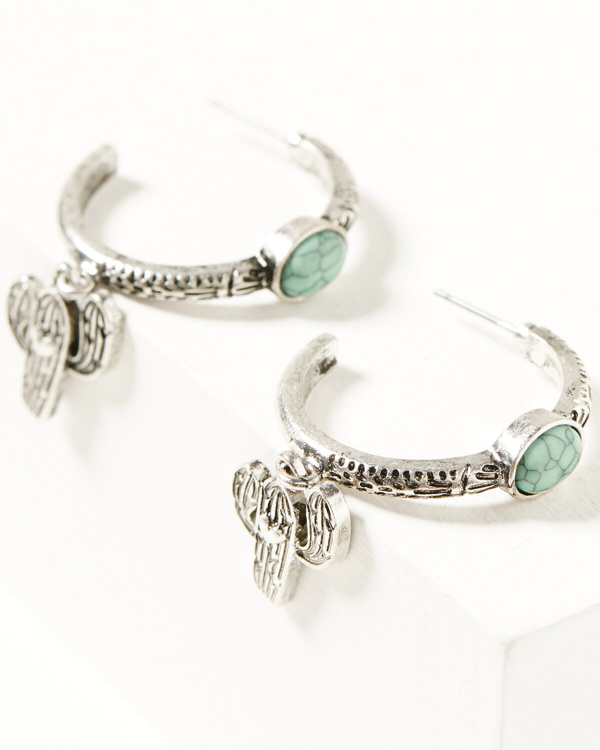 Women's Shyanne Antique Silver Cactus Hoop Earrings