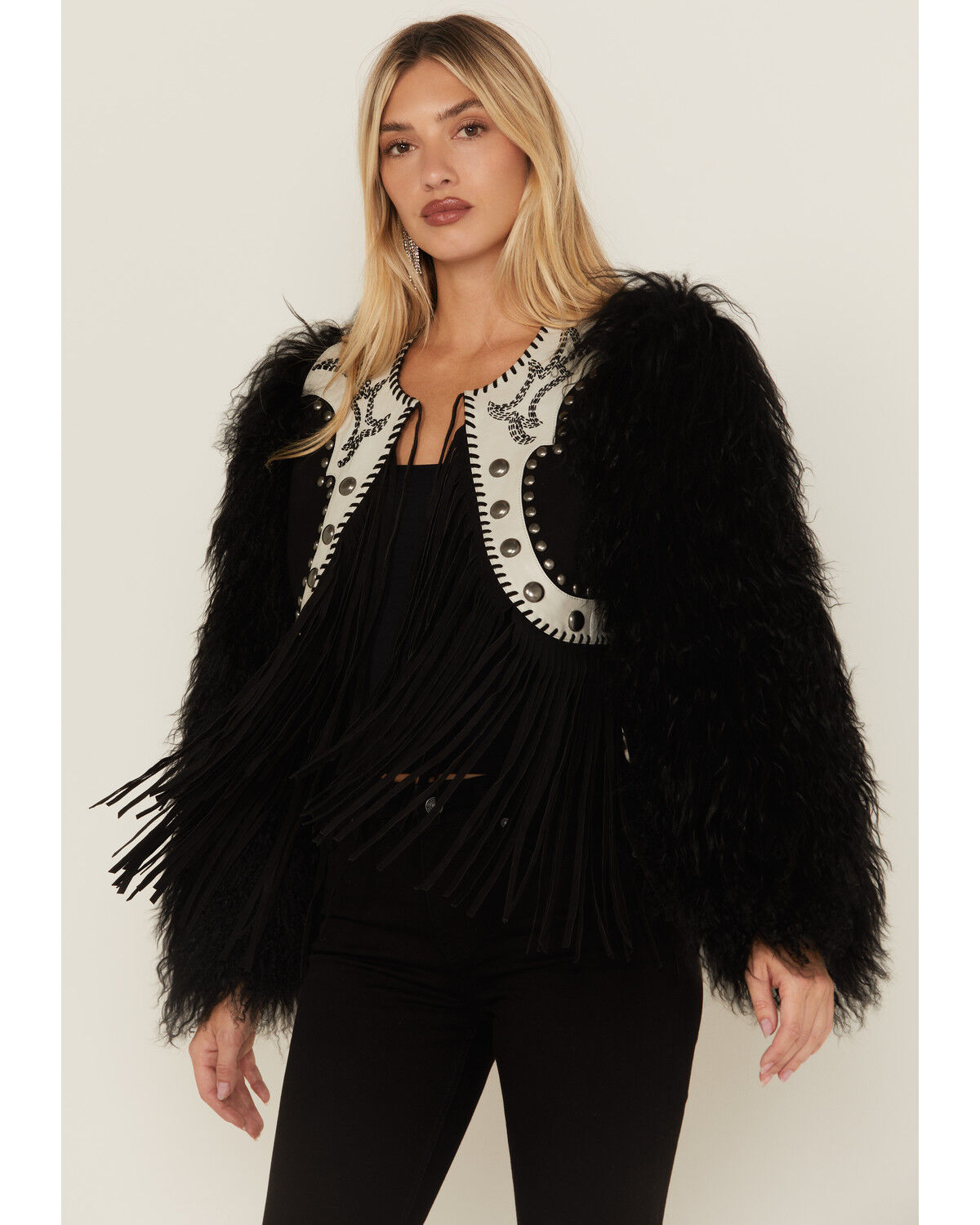 Women's Double D Ranch Wild Woolie Fringe Cropped Jacket