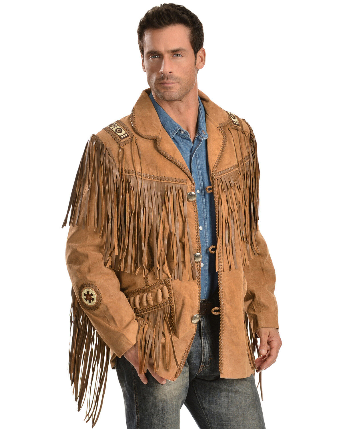 Men's Scully Fringed Suede Leather Coat - Tall
