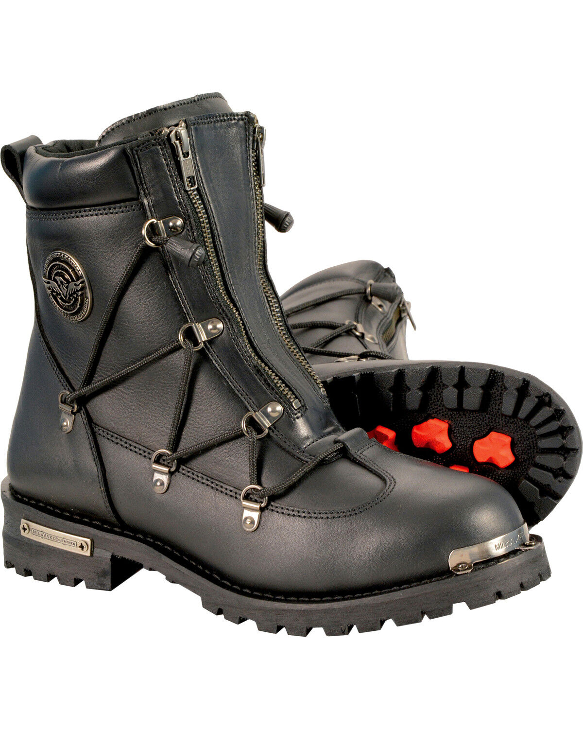 Men's Milwaukee Leather Twin Zipper Cap Toe Boots - Round Toe