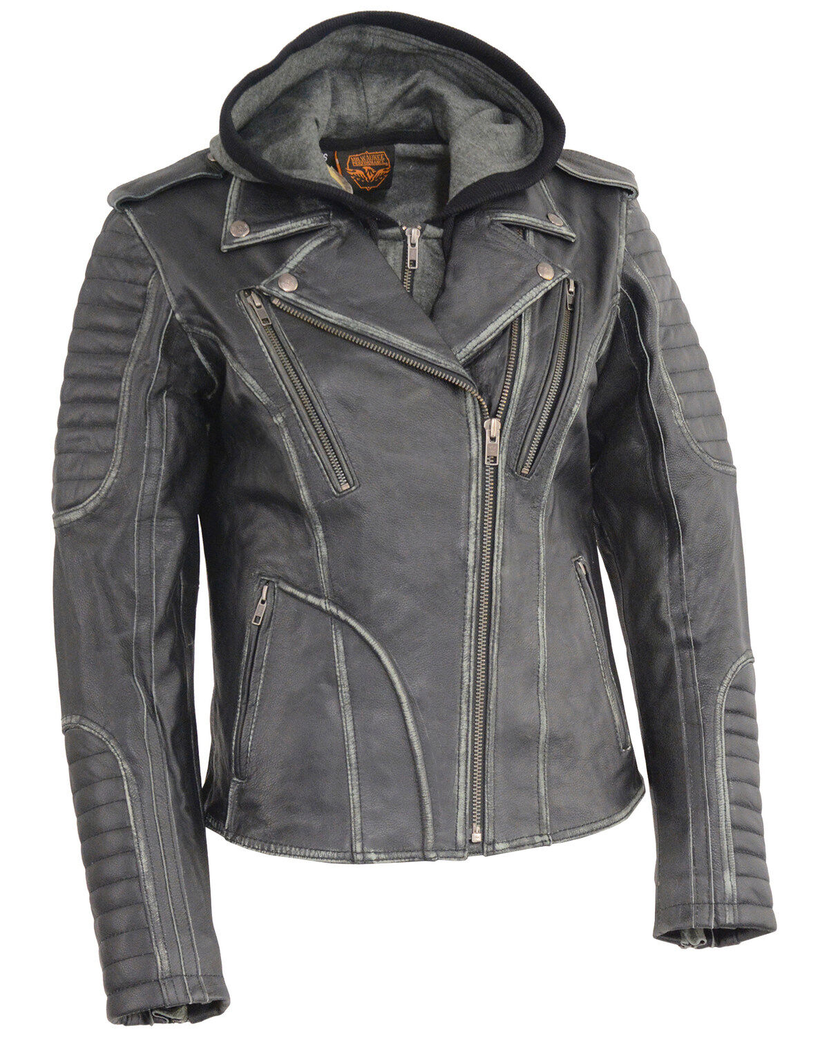 Women's Milwaukee Leather Rub-Off Hoodie Motorcycle Jacket - 3X