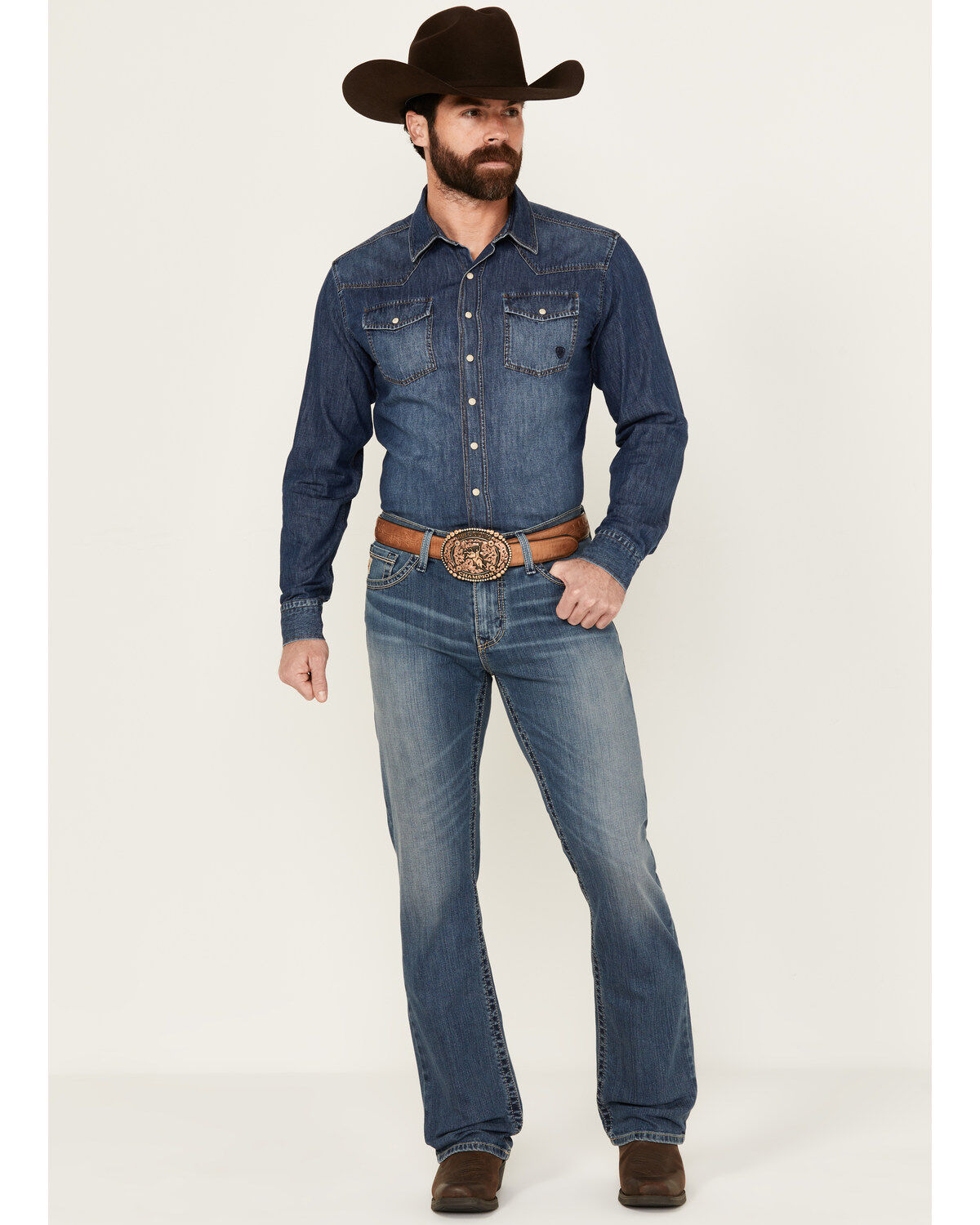 Men's Cinch Ian Medium Stonewash Slim Bootcut Performance Stretch Deni