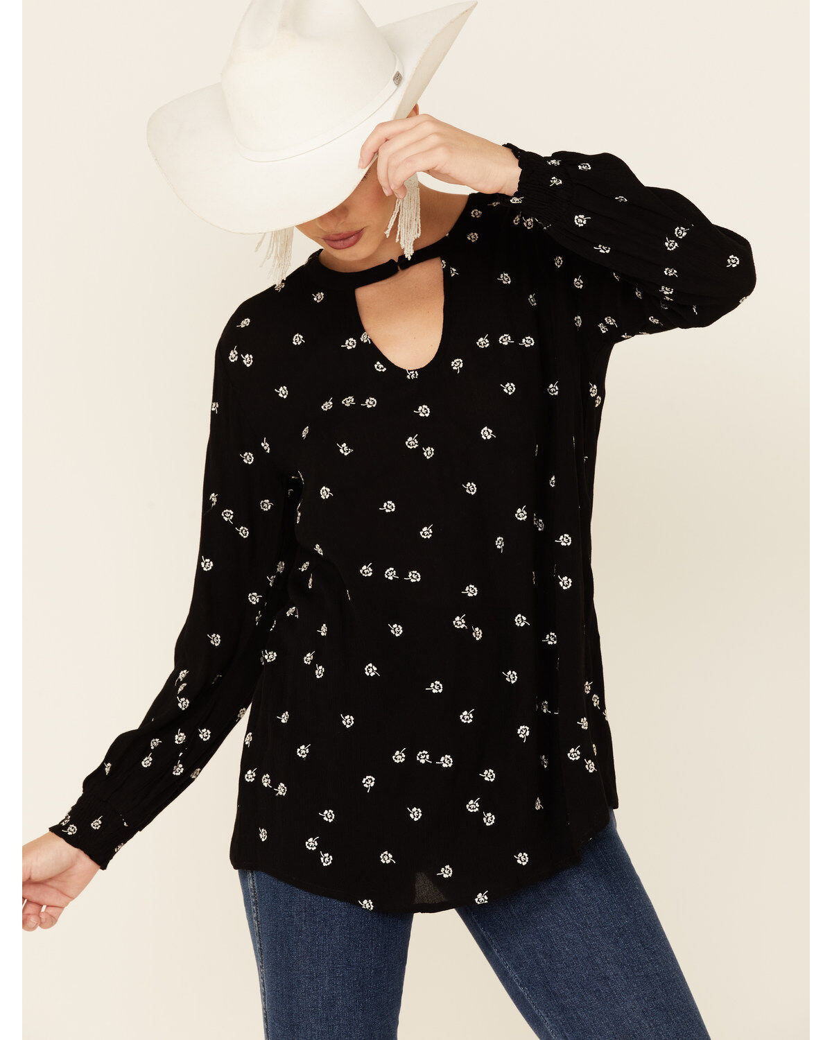 Women's Shyanne Floral Print Long Sleeve Peasant Tunic