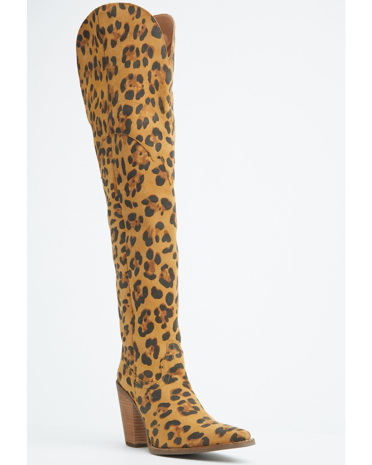 Women's Dingo Diva Leopard Print Thigh High Western Boots - Snip Toe