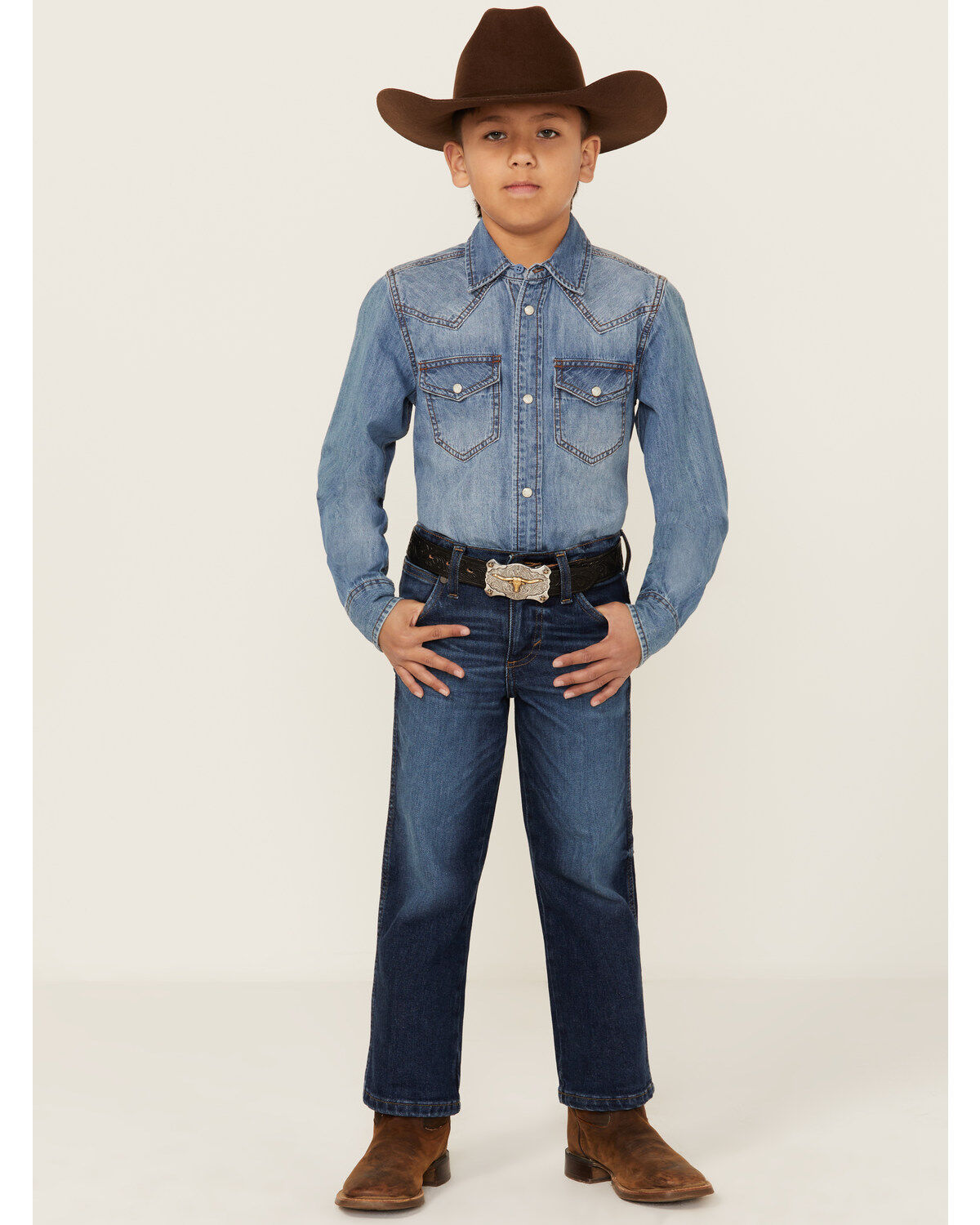 Boys' Wrangler Retro Little Troxler Dark Wash Relaxed Bootcut Stretch