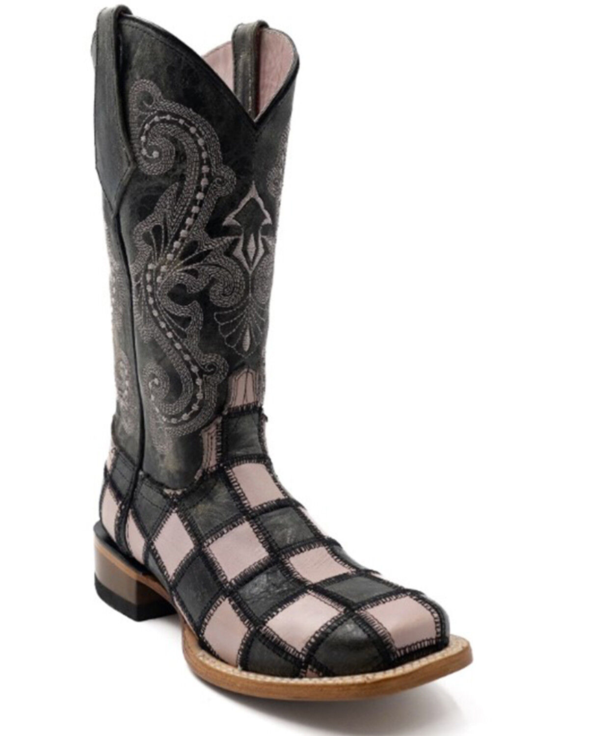 Women's Ferrini Patchwork Western Boots - Broad Square Toe
