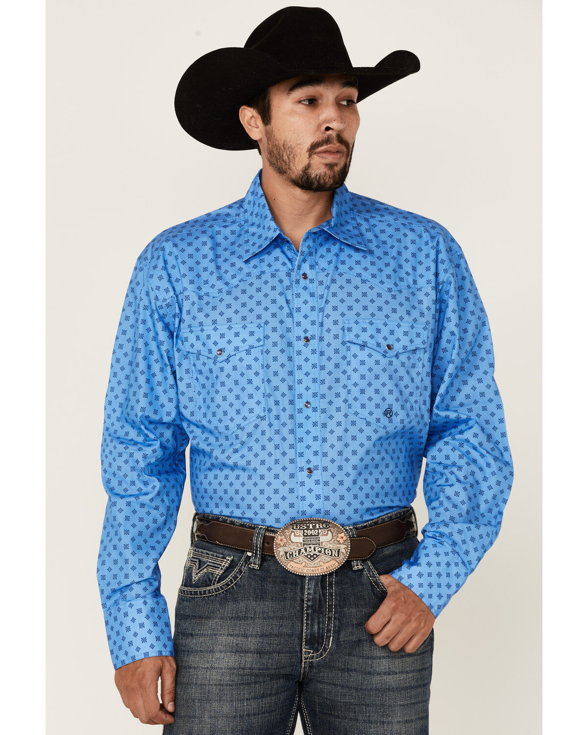 Men's Roper Cottage Foulard Geo Print Long Sleece Snap Western Shirt