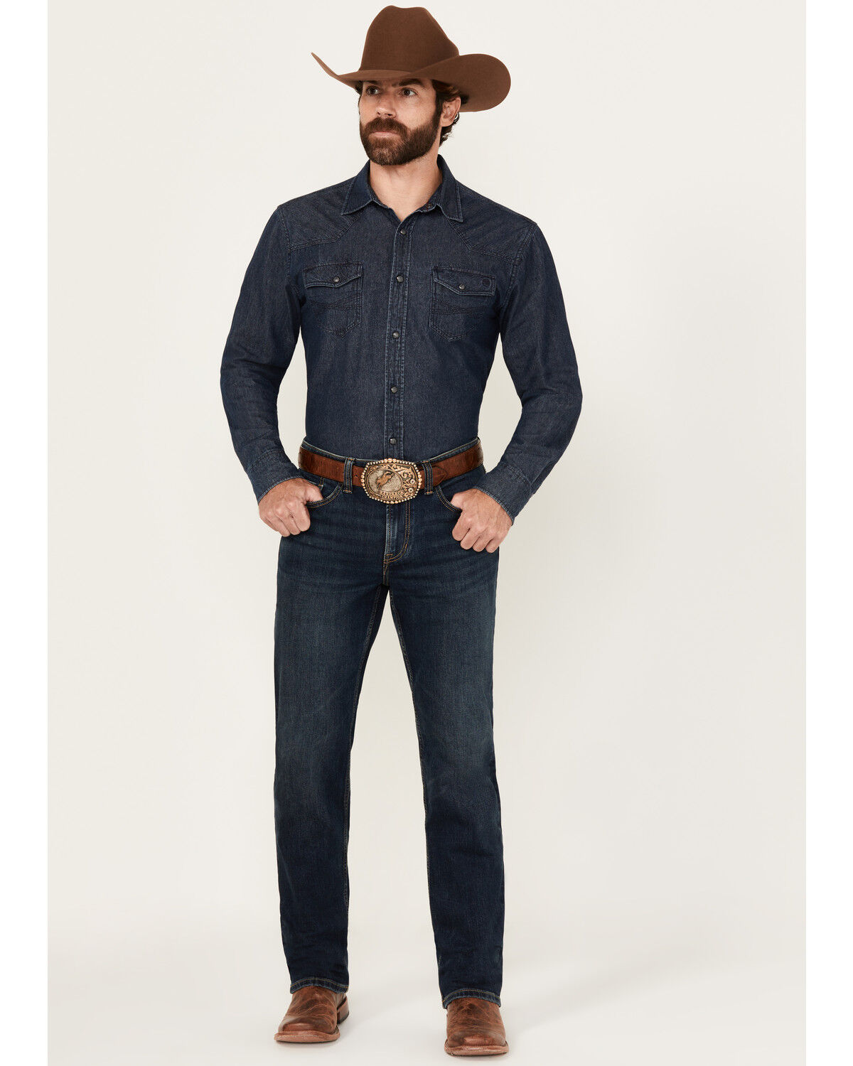 Men's RANK 45 Calico Dark Wash Slim Straight Stretch Denim Jeans