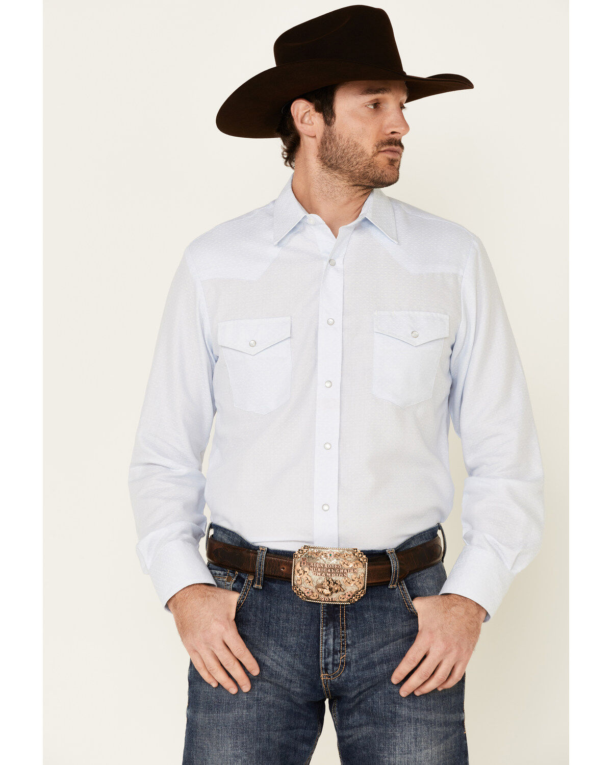 Men's Roper Classic Tone On Tone Solid Long Sleeve Pearl Snap Western