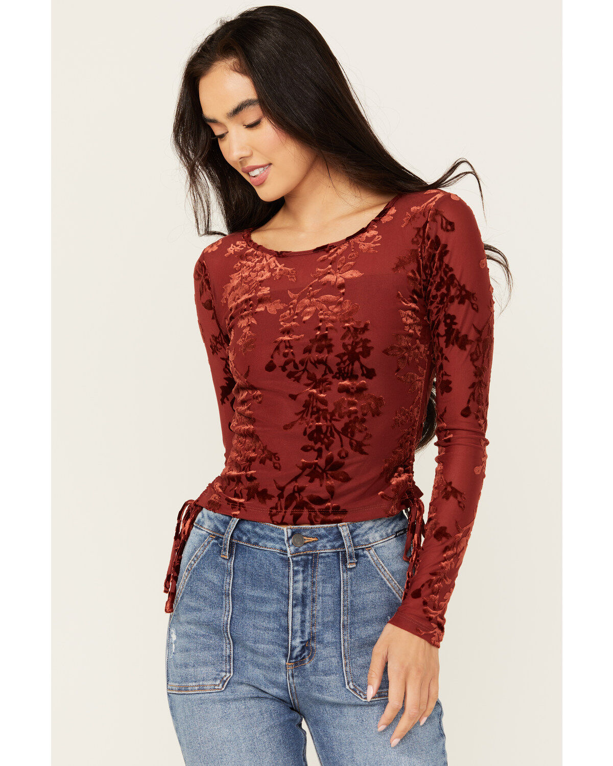 Women's Shyanne Side Tie Long Sleeve Top