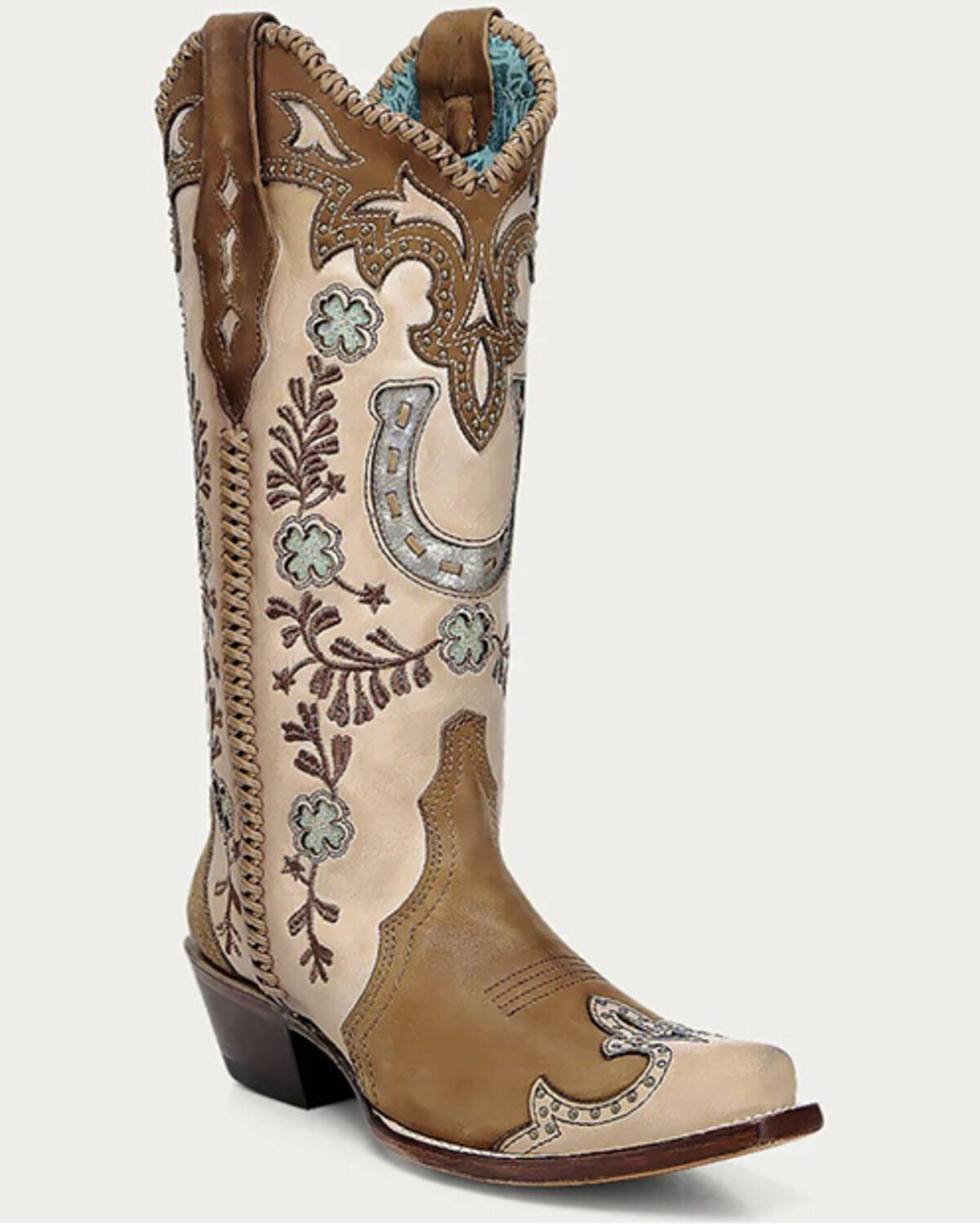 Women's Corral Honey Horseshoe Overlay Western Boots - Snip Toe