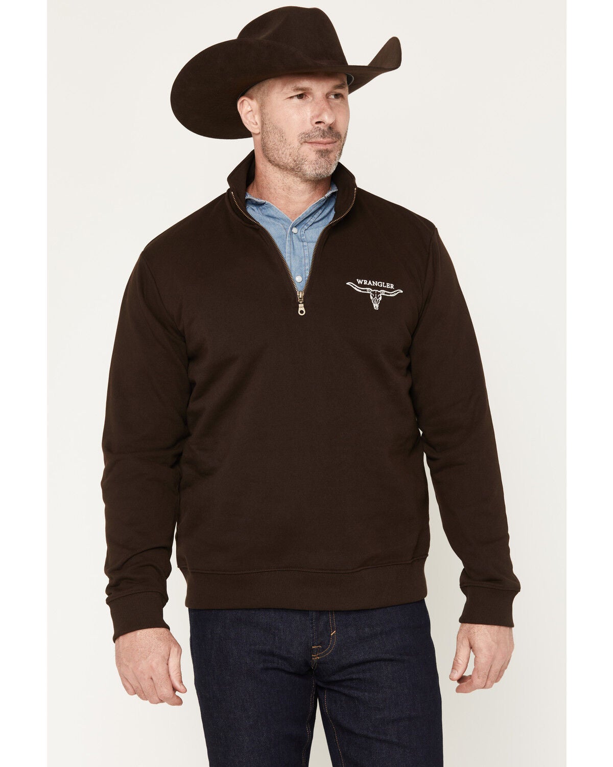 Men's Wrangler Solid Steer Head 1/4 Zip Pullover