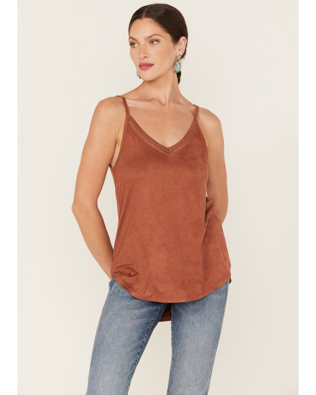 Women's Shyanne Faux Suede Latter Trim Cami