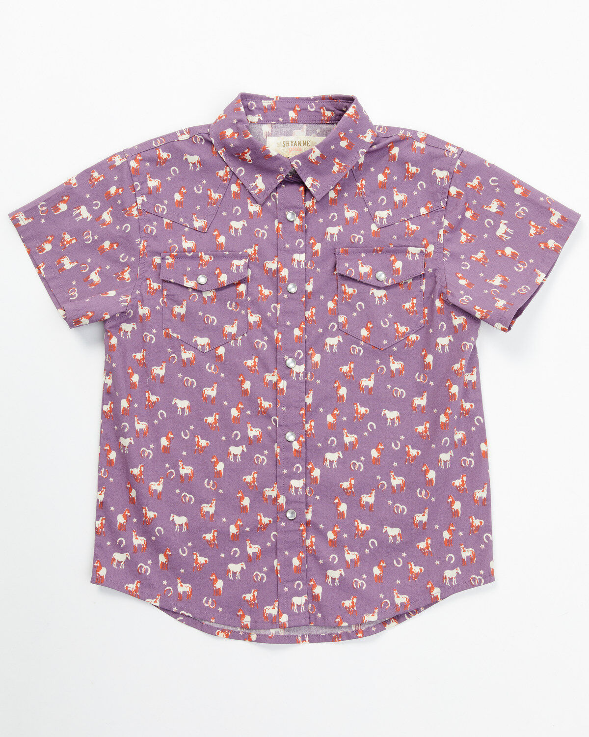 Girls' Shyanne Toddler Printed Short Sleeve Snap Western Stretch Shirt