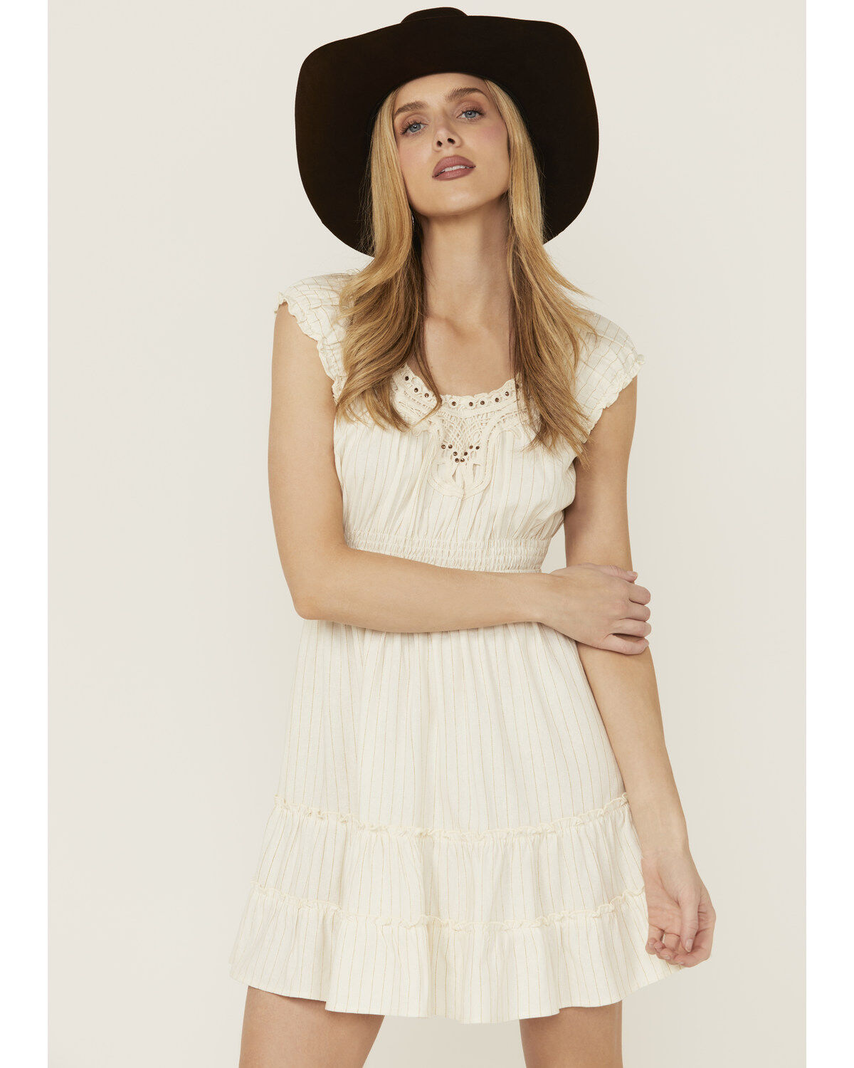 Women's Wild Moss Crochet Trim Mini Dress