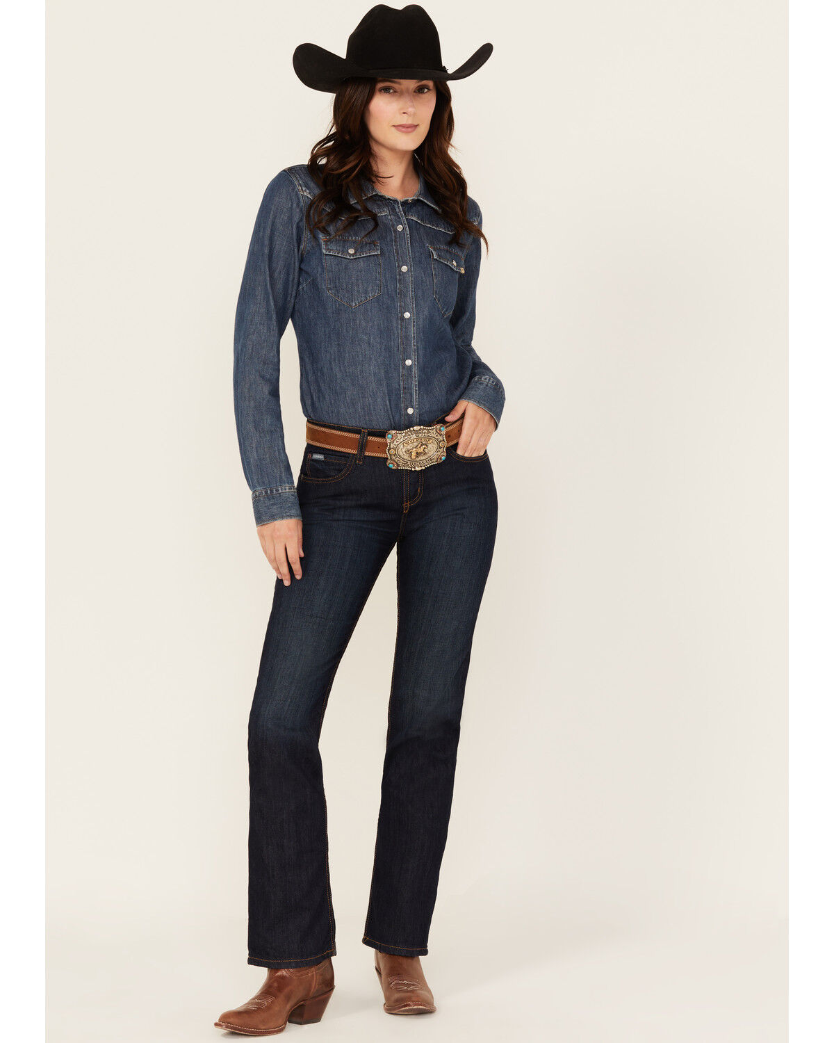 Women's Cinch Jenna Dark Wash Straight Leg Relaxed Fit Stretch Denim J