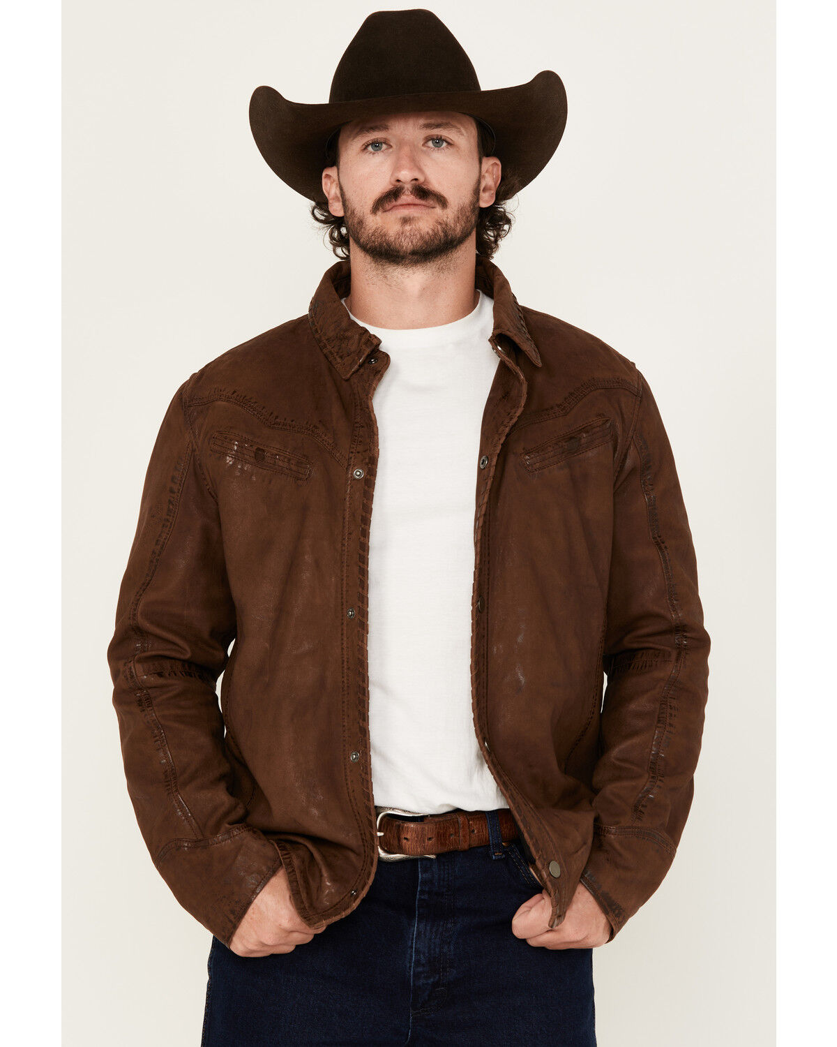 Men's Mauritius Leather Woodly Whipstitch Leather Jacket
