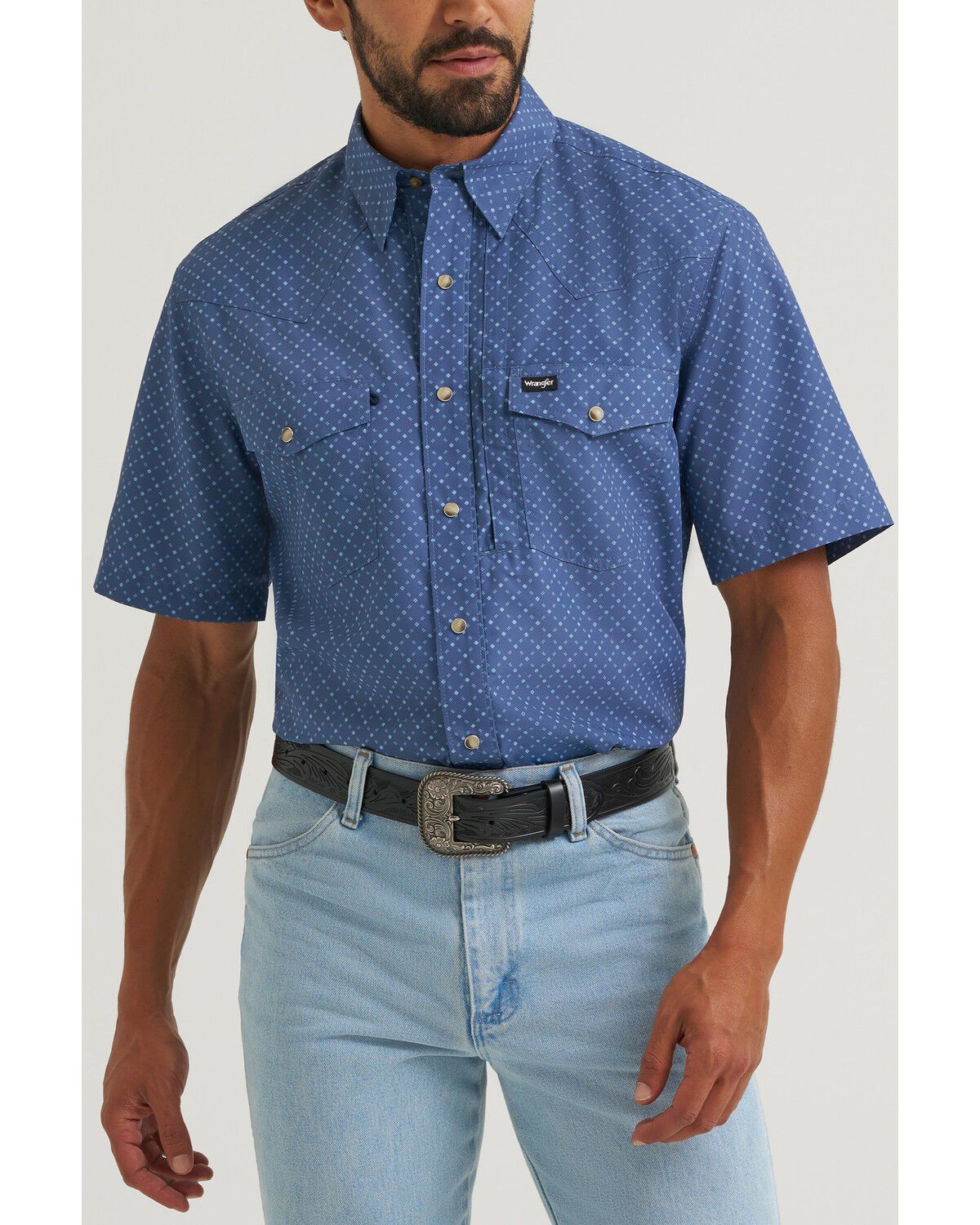 Men's Wrangler ATG Geo Print Short Sleeve Snap Performance Western Shi