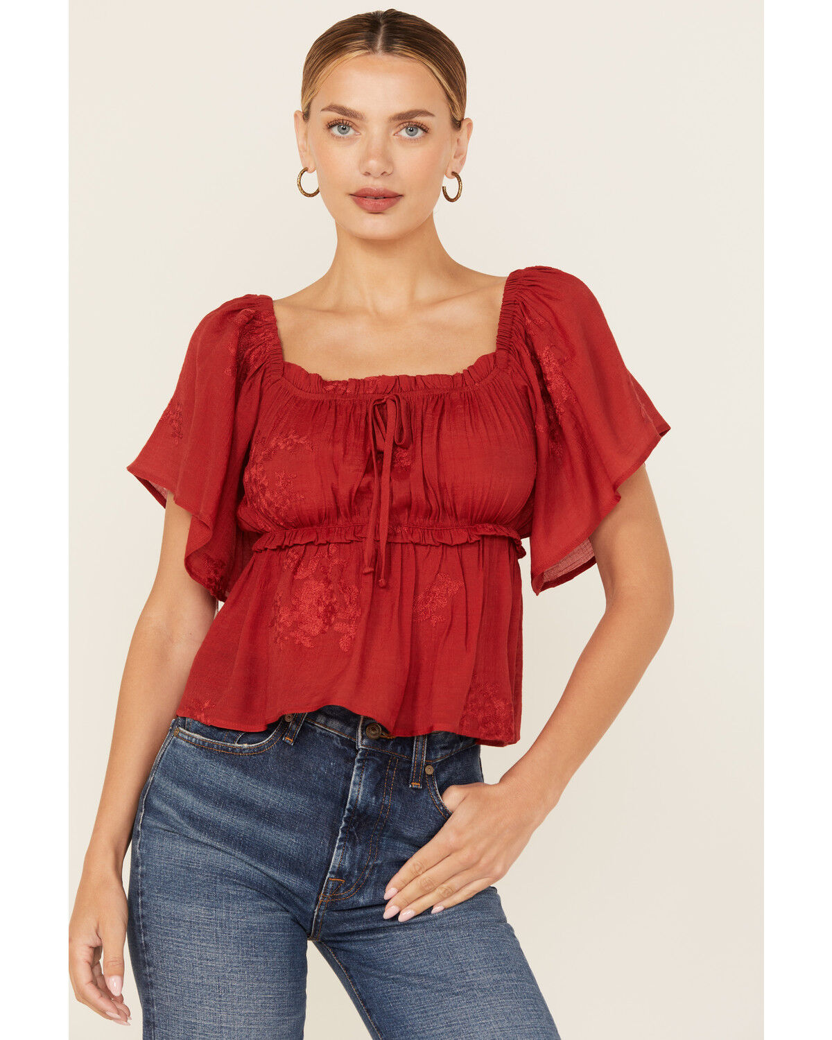 Women's Wild Moss Flutter Sleeve Top