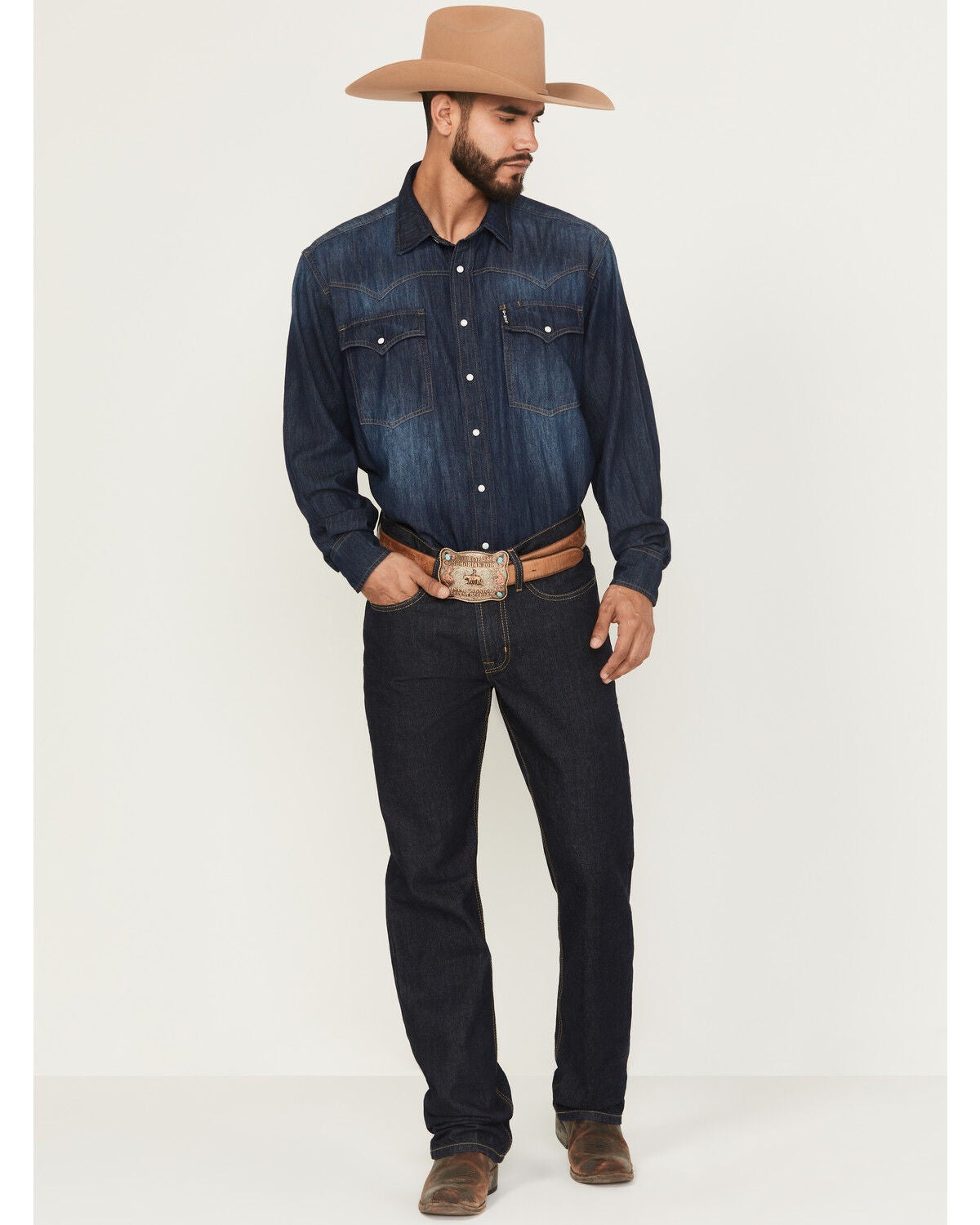 Men's Cinch White Label Dark Wash Relaxed Straight Rigid Denim Jeans