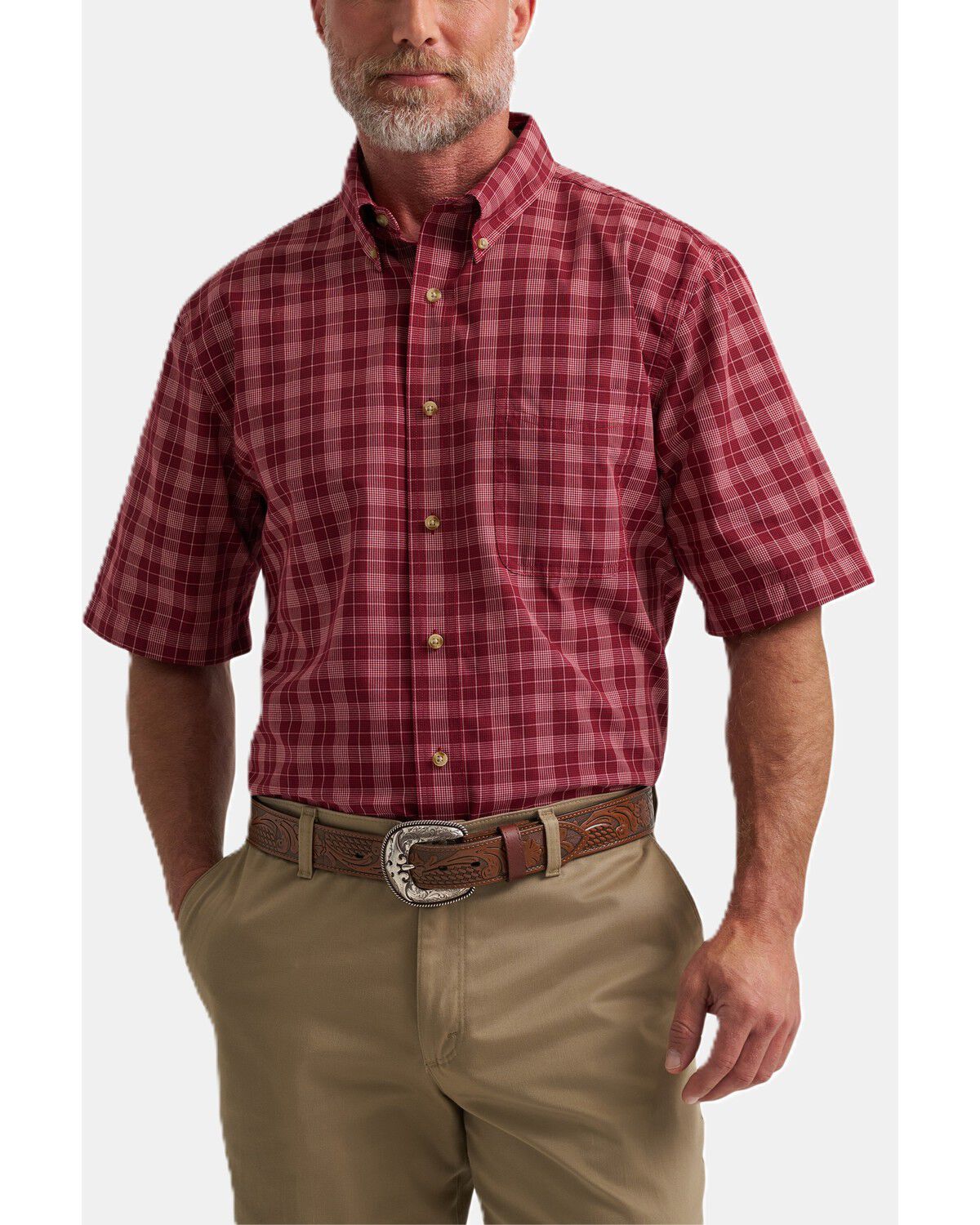 Men's Wrangler Riata Assorted Plaid Print Short Sleeve Button-Down Wes